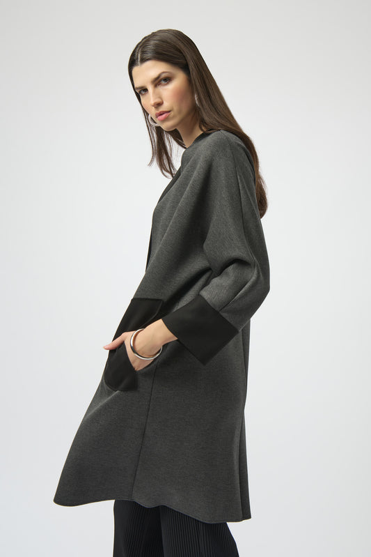 Joseph Ribkoff Scuba Jersey Straight Cover-Up  Grey Melange/Black 254040