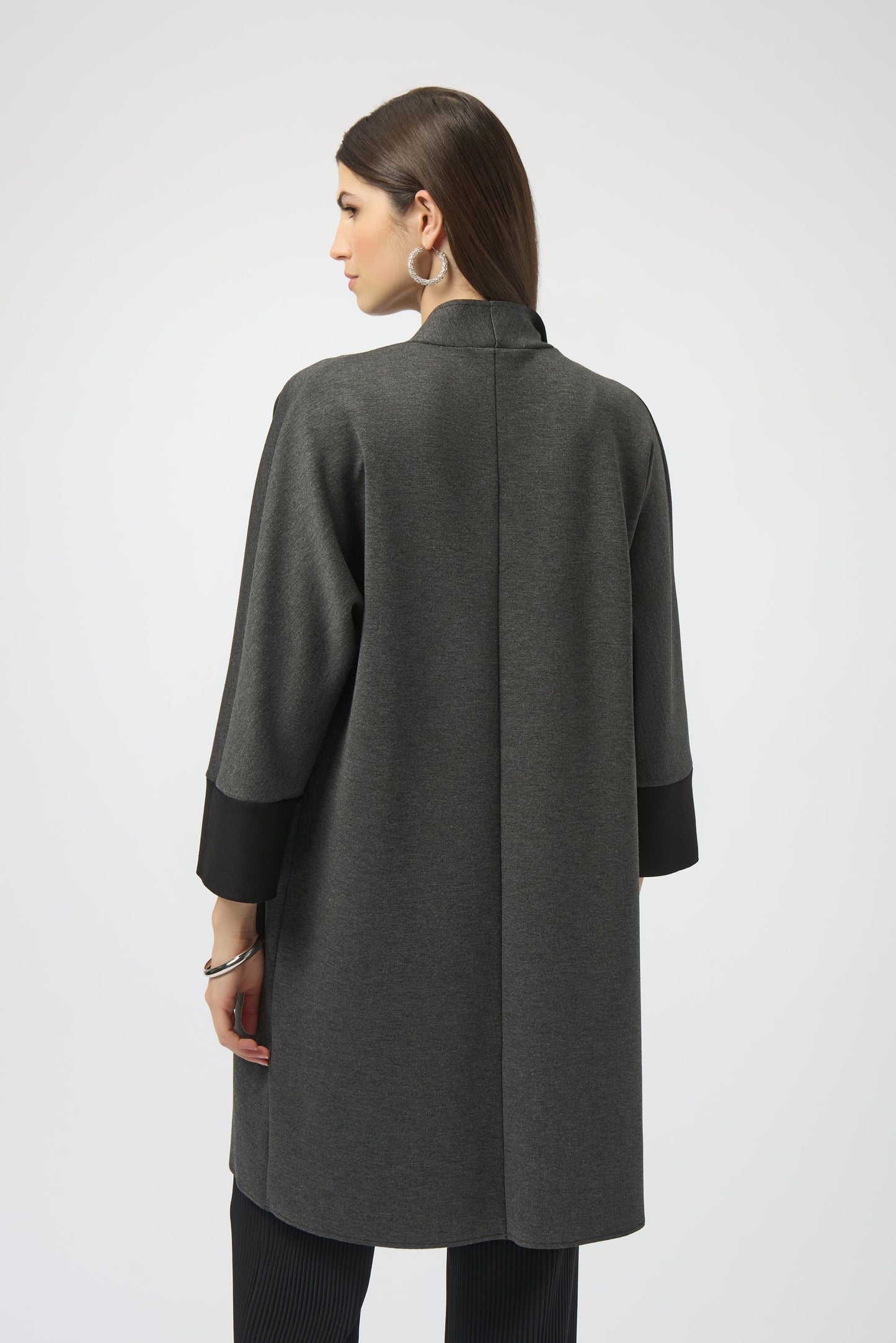Joseph Ribkoff Scuba Jersey Straight Cover-Up  Grey Melange/Black 254040