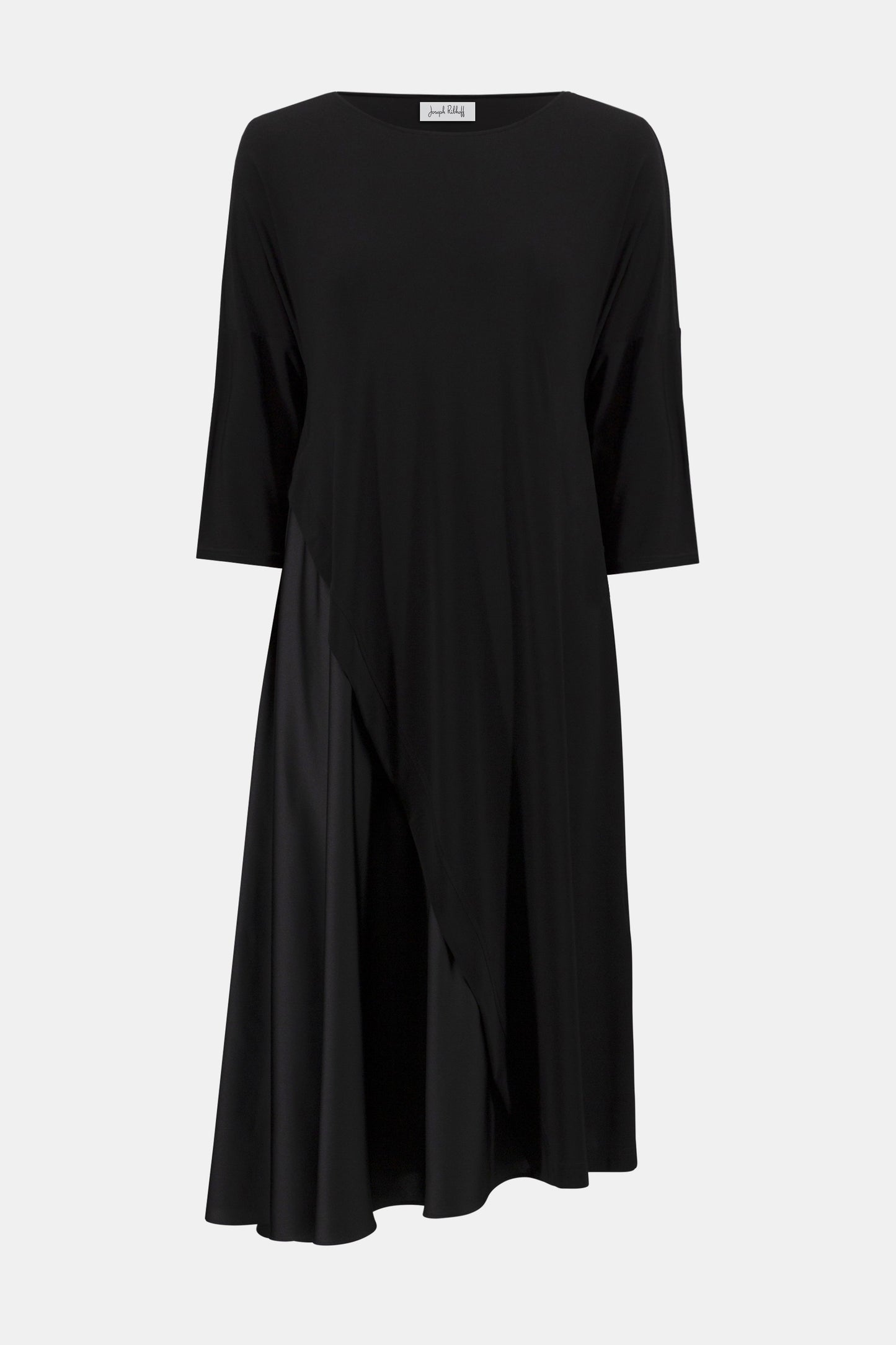 Joseph Ribkoff Knit and Satin Trapeze Dress Black 254126