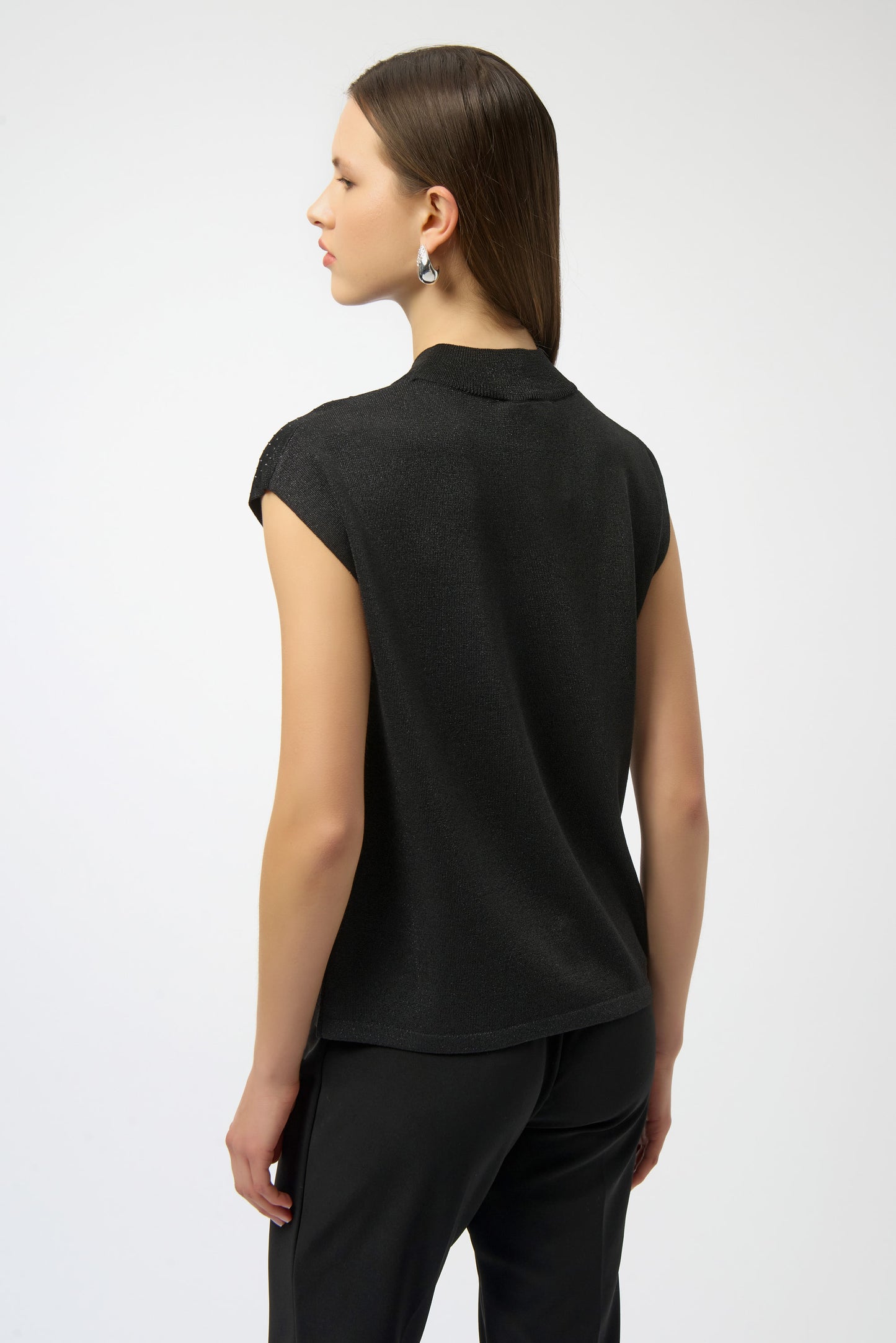 Joseph Ribkoff Sweater Knit Sleeveless Pullover with Iron-On Detail Black/Black 254935