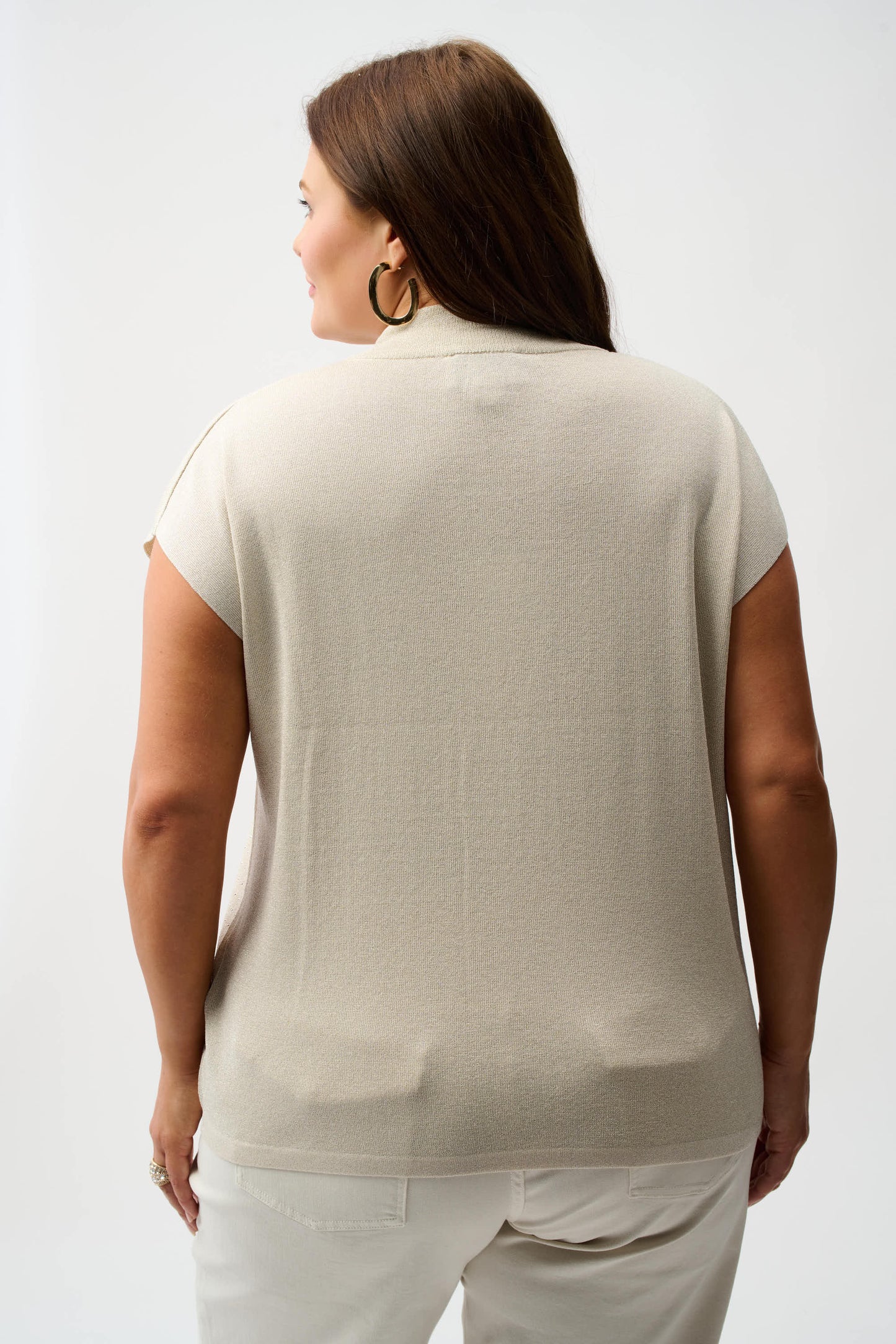 Joseph Ribkoff Sweater Knit Sleeveless Pullover with Iron-On Detail Birch/Silver 254935