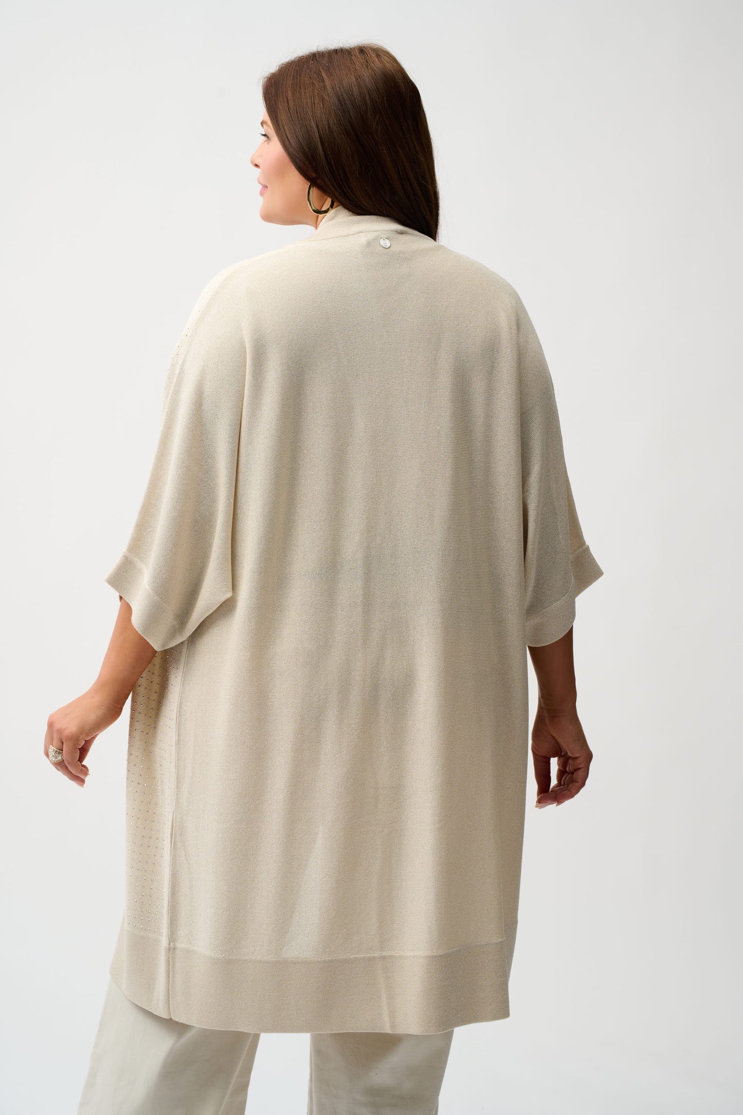 Joseph Ribkoff Sweater Knit Cover-Up with Iron-On Detail Birch/Silver 254937