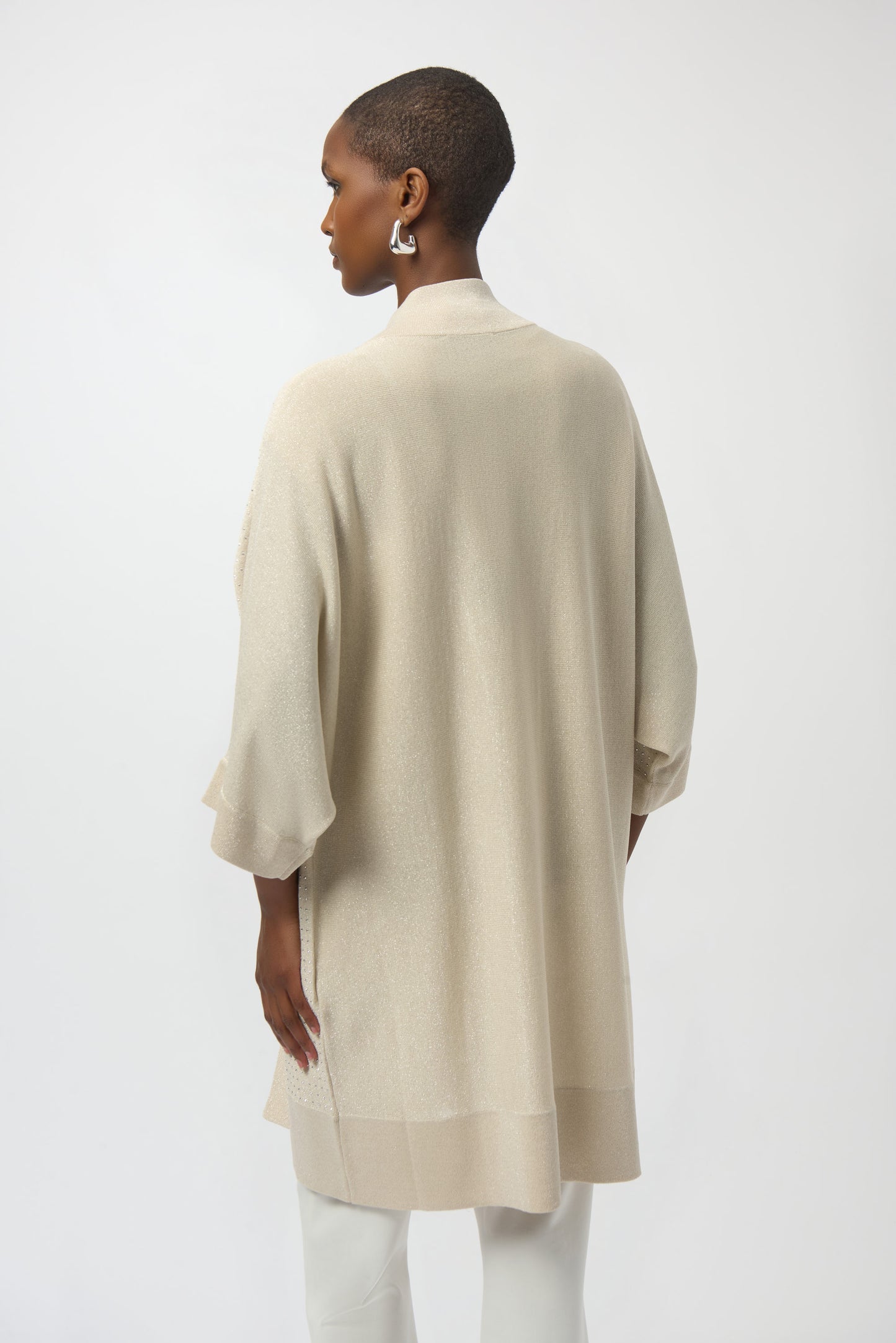 Joseph Ribkoff Sweater Knit Cover-Up with Iron-On Detail Birch/Silver 254937