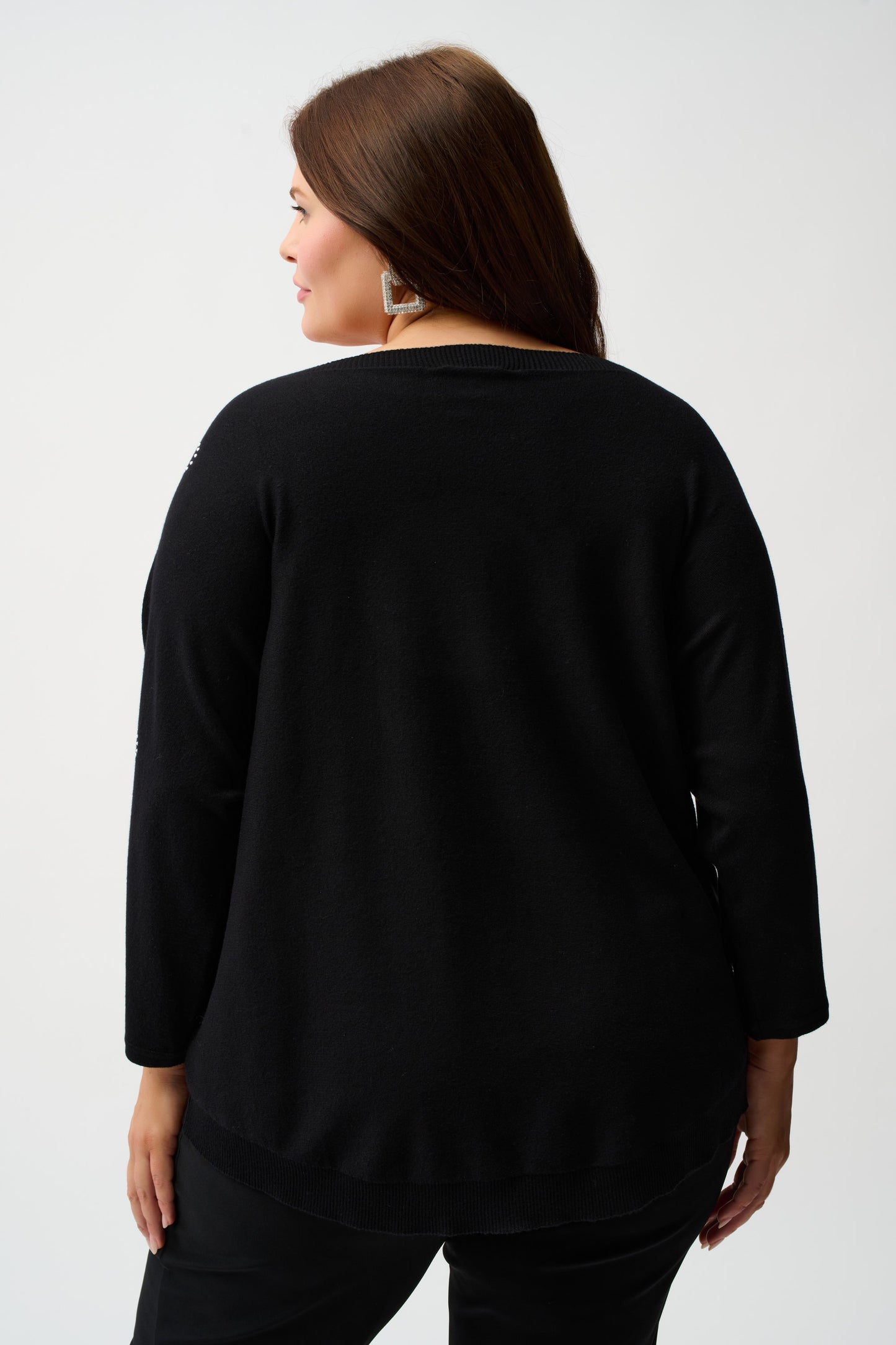 Joseph Ribkoff Sweater Knit Pullover with Iron-On Bow Detail Black 254950