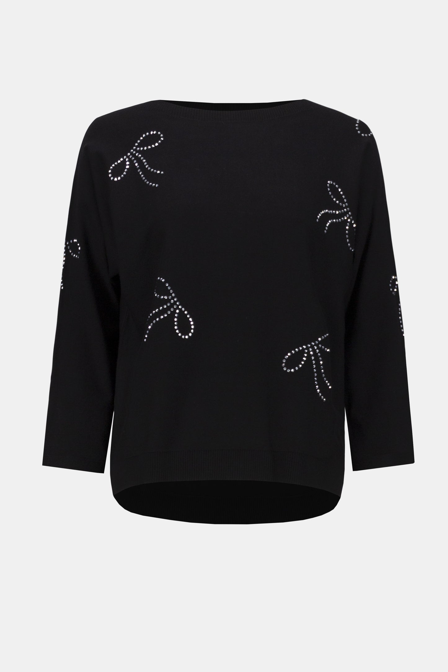 Joseph Ribkoff Sweater Knit Pullover with Iron-On Bow Detail Black 254950