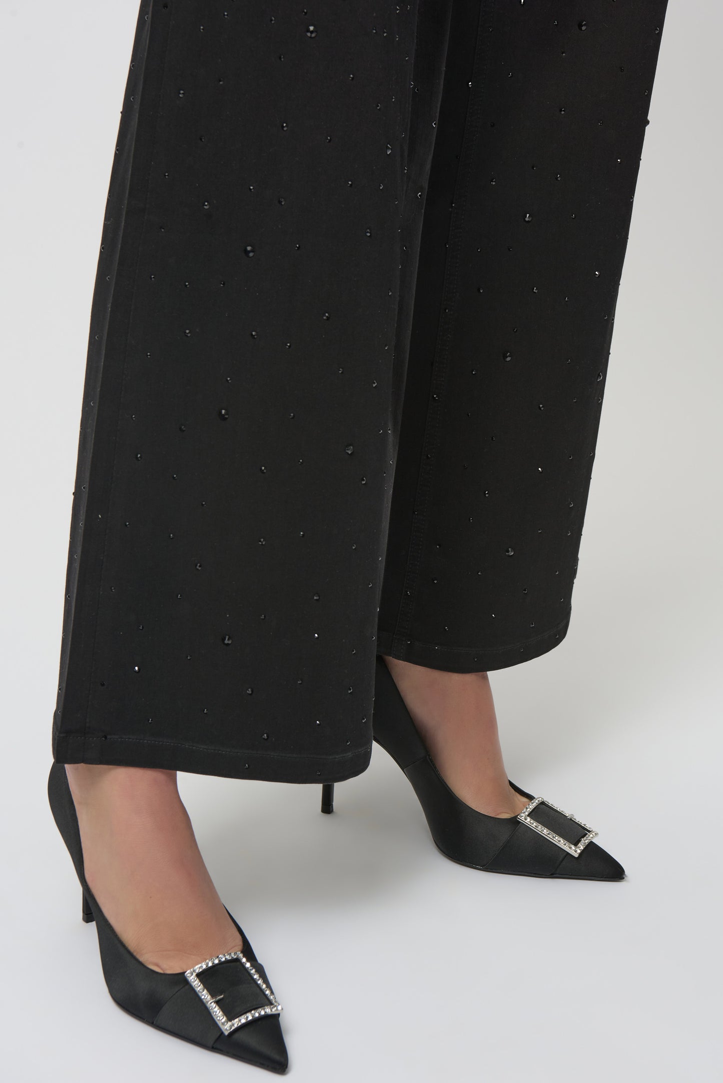 Joseph Ribkoff Classic Wide Leg Jeans with Rhinestones Black 254962