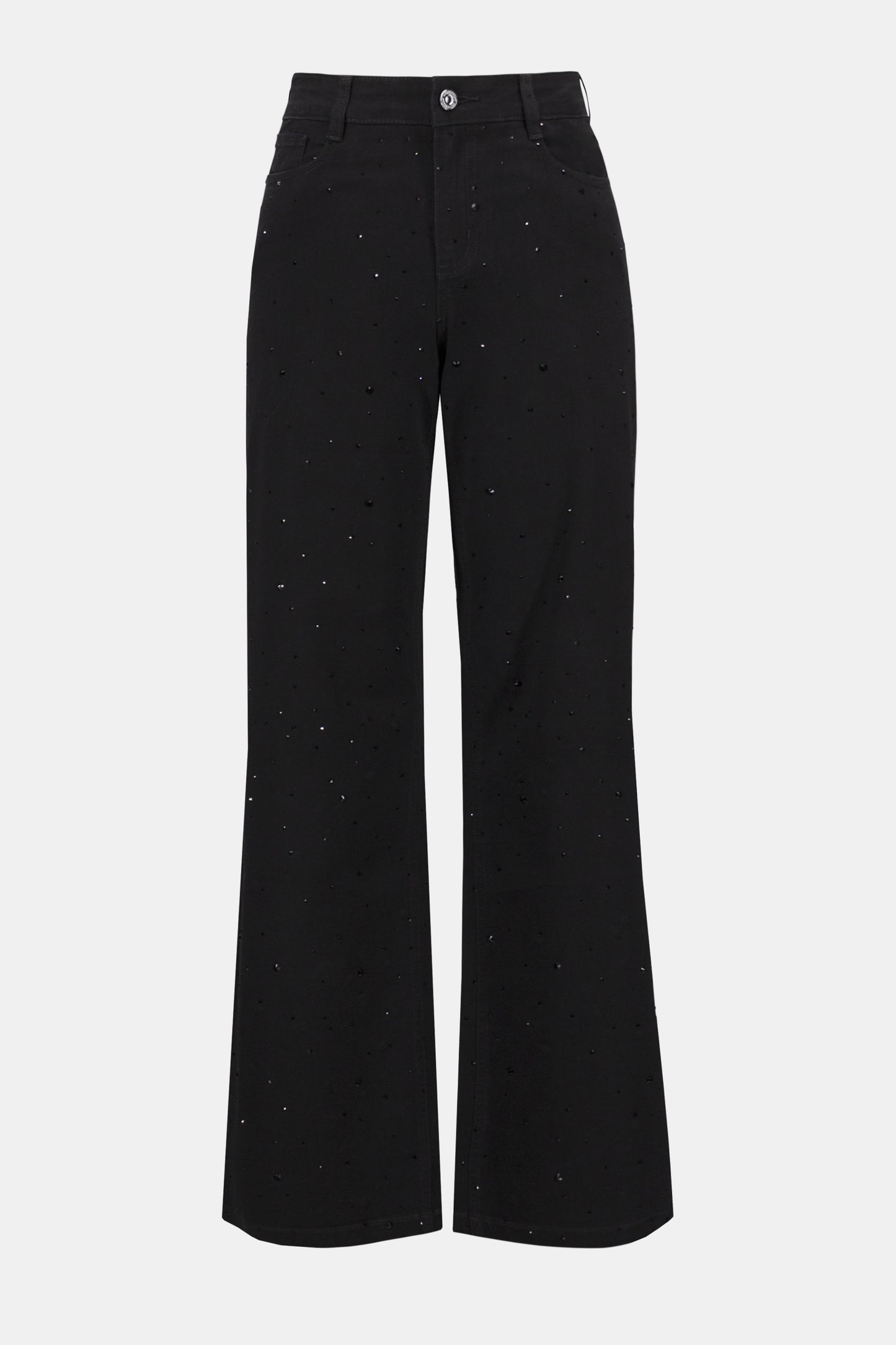 Joseph Ribkoff Classic Wide Leg Jeans with Rhinestones Black 254962