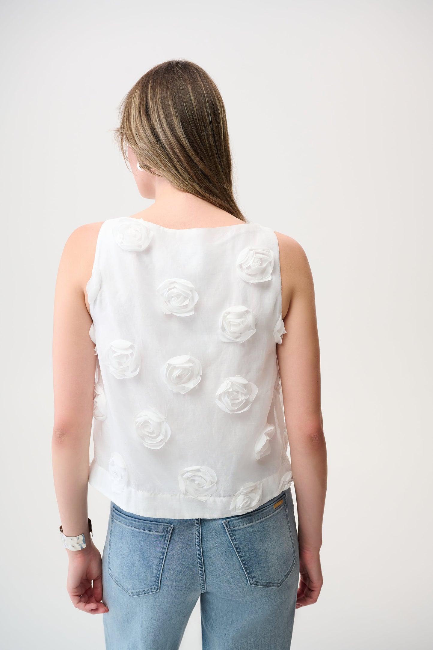 Joseph Ribkoff Novelty Sleeveless Top With 3D Flowers Off-White 261220