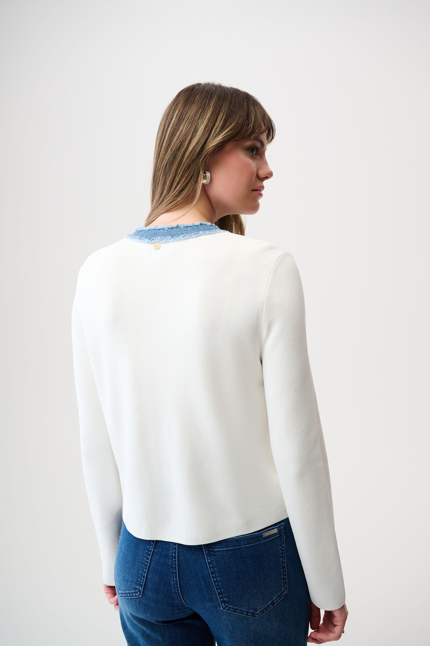 Joseph Ribkoff Milano Stitch Jacket w/Denim Trim Winter White/Indigo 261927