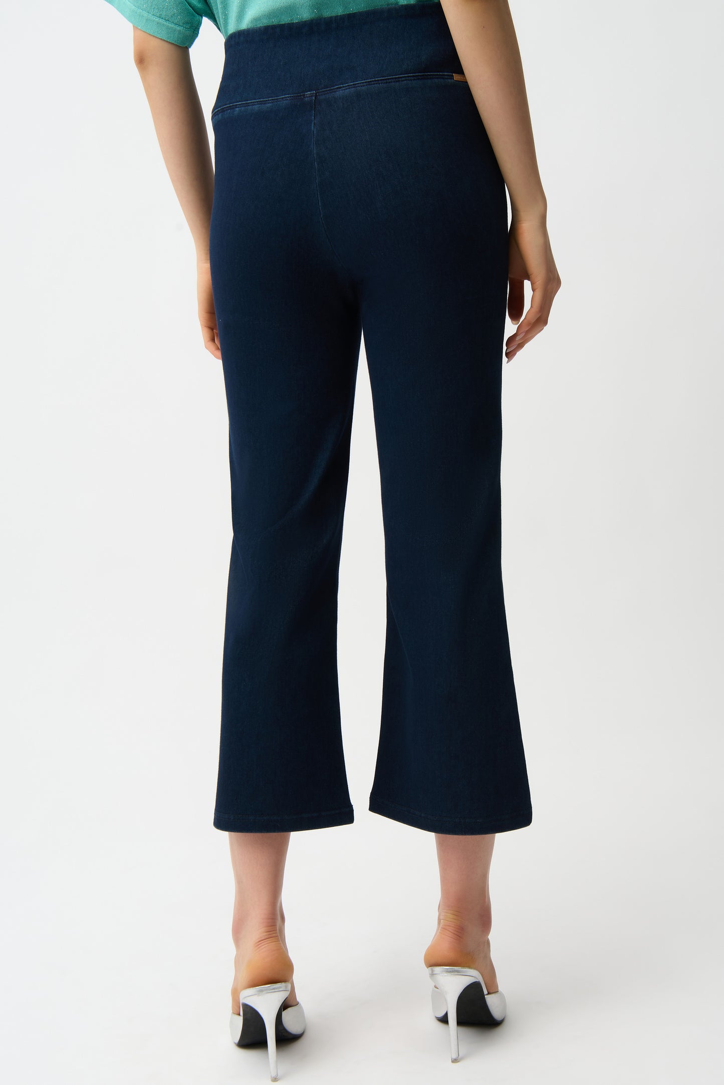 Joseph Ribkoff Knit Denim Cropped Flare Pant Dark Denim Blue 261953