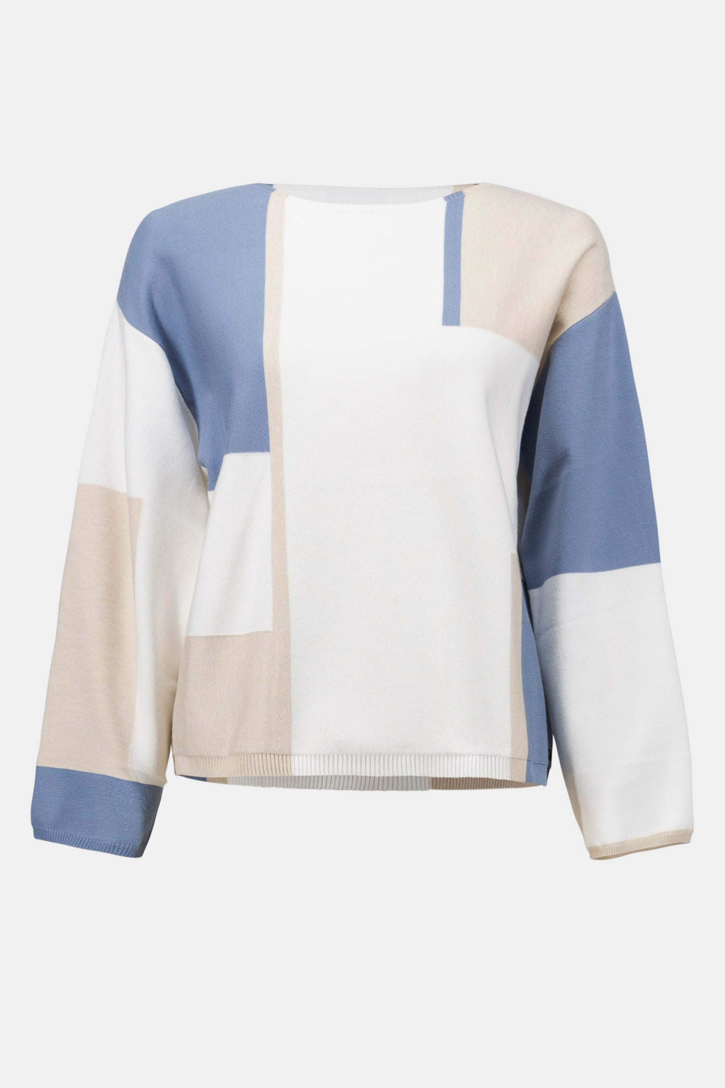 Joseph Ribkoff Brushed Viscose Yarn Color Block Sweater Coastal Blue 261998