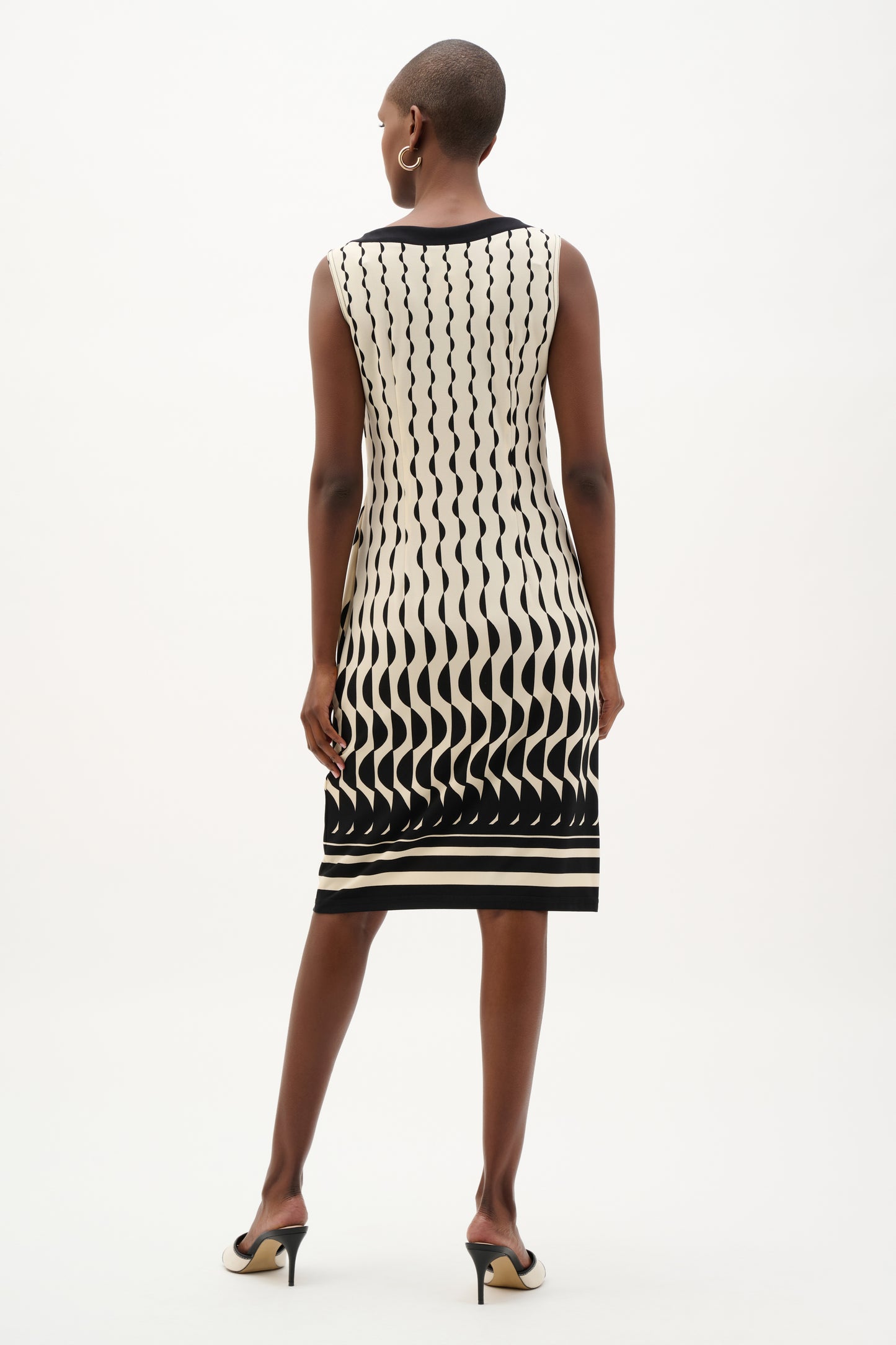 Joseph Ribkoff Geometric Print Sheath Dress Beige/Black 262218