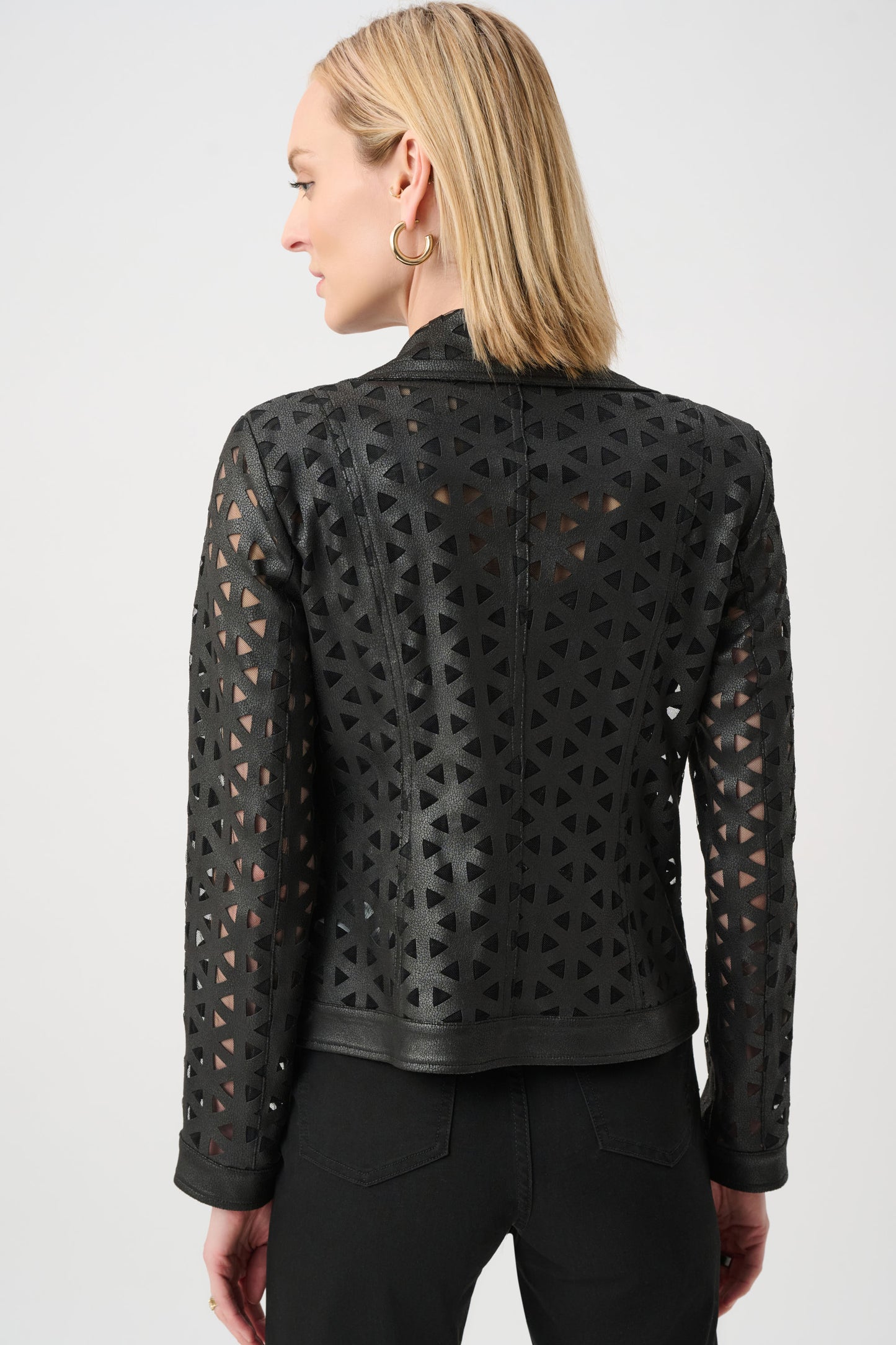 Joseph Ribkoff Faux Suede And Mesh Moto Jacket Black 263910