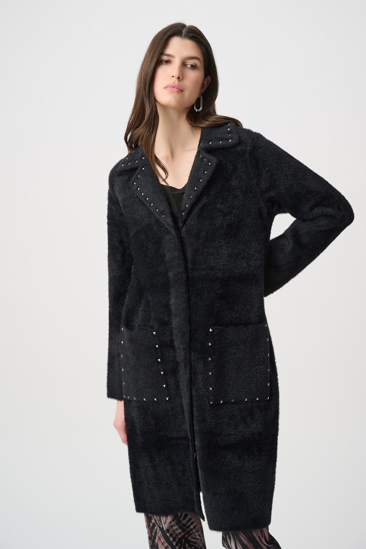 Joseph Ribkoff Studded Sweater Coat Black 264921