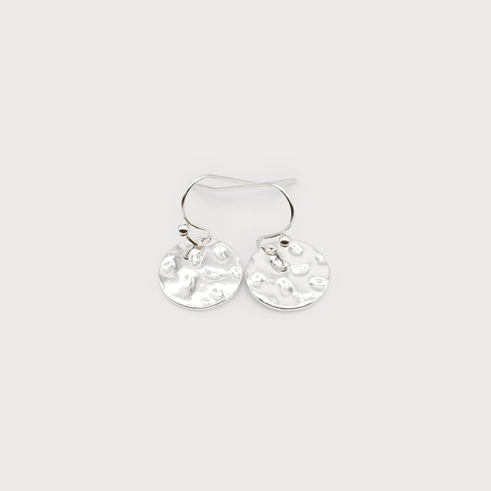 Caracol Hammered Disc on Hook Earrings 2662-SLV