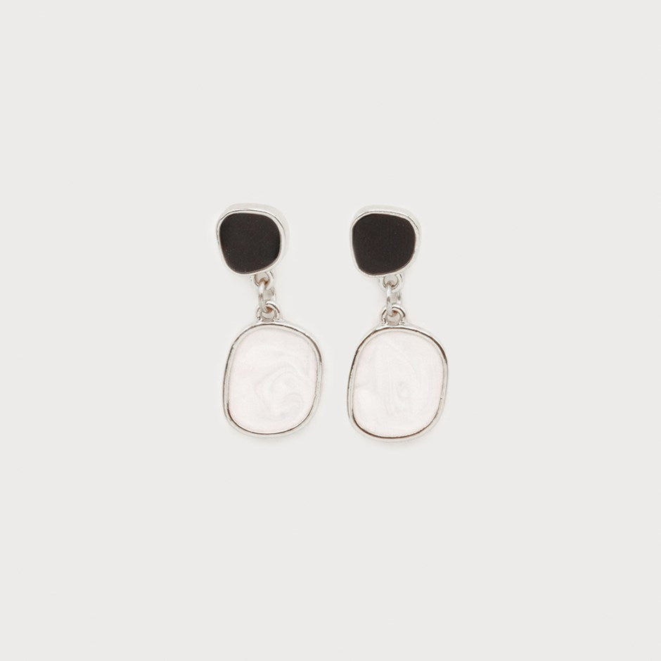 Caracol Two Pieces Acrylic on Posts Earrings Silver 2745-SLV
