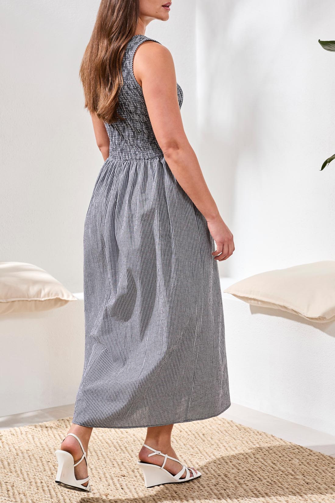 Tribal Sleeveless Dress w/Top Ruching Detail Black 30420-8455-0002