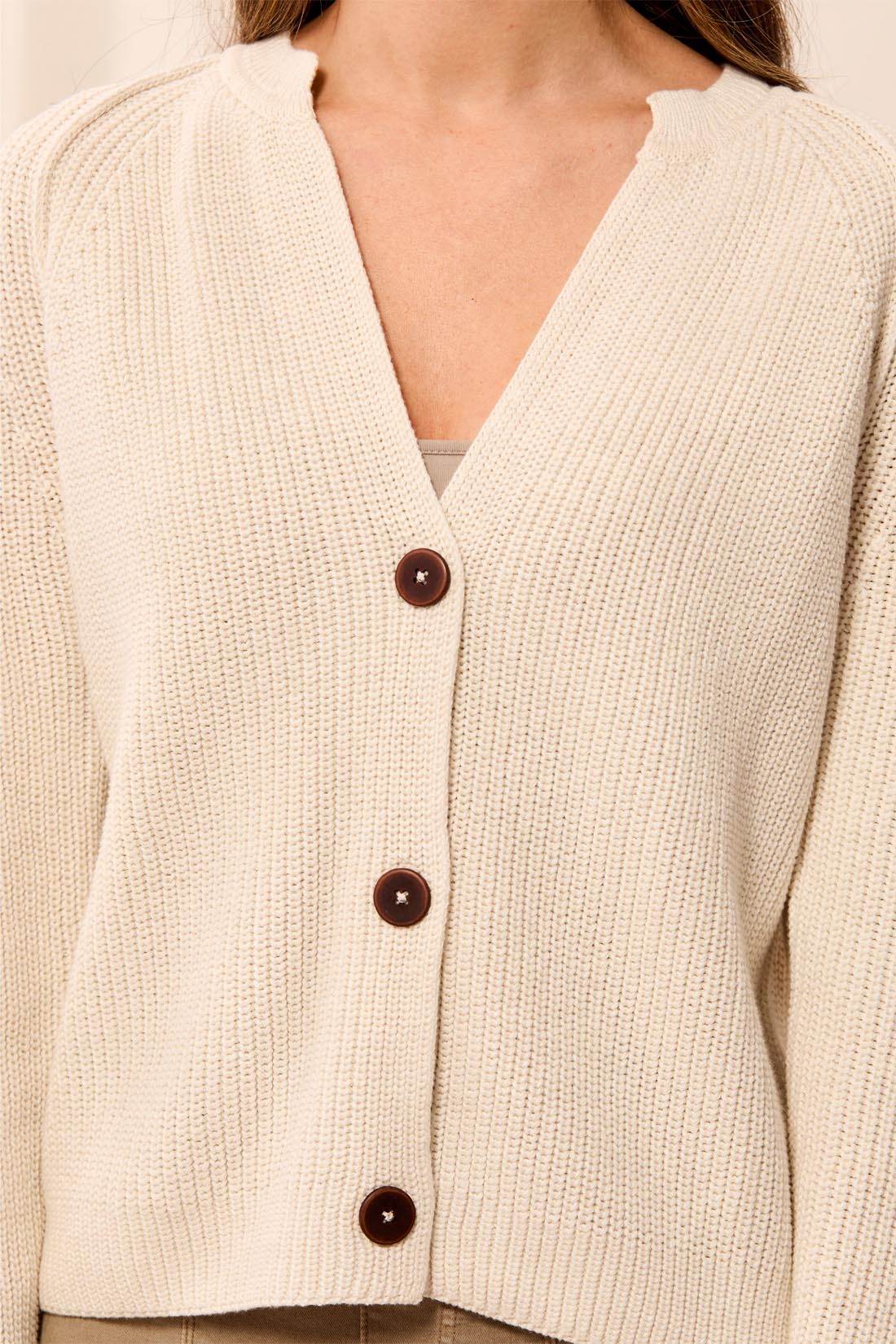 Tribal Long Sleeve Crew Neck Sweater Cardigan Oatmeal 31830-576-0052
