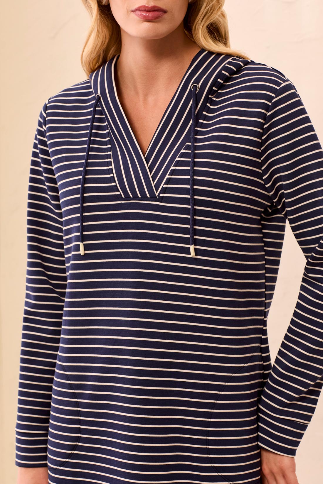 Tribal Long Sleeve Hooded Dress w/Drawcord Jet Blue 31860-8502-3068