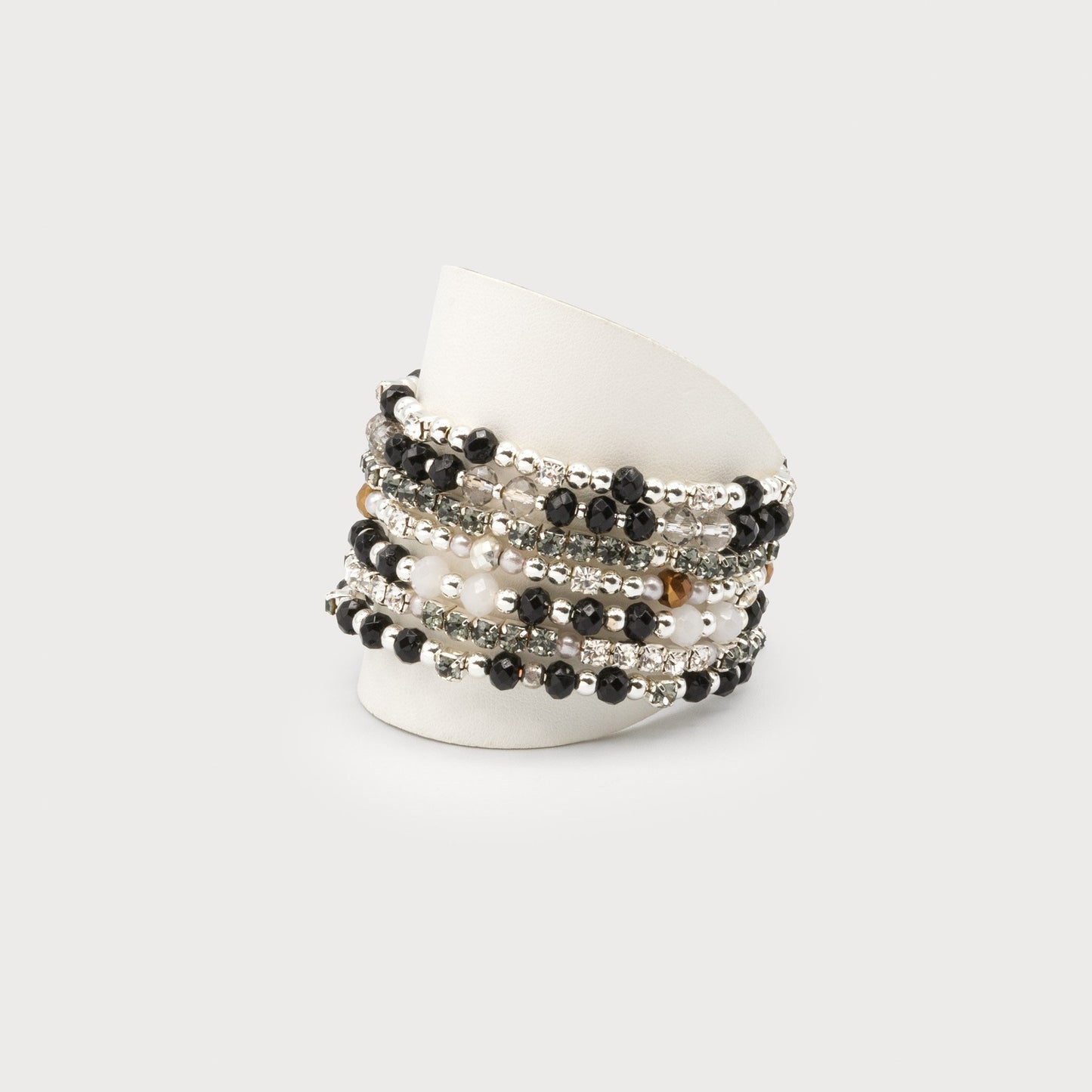 Caracol Slinky Bracelet w/Metal & Glass Beads 3293-SLV
