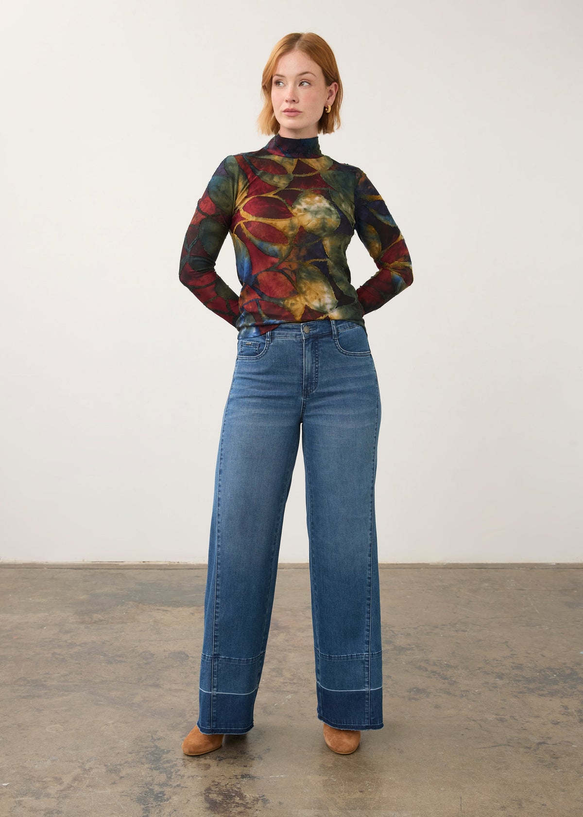 FDJ Long Sleeve Mock Neck Top Autumnal 3642126