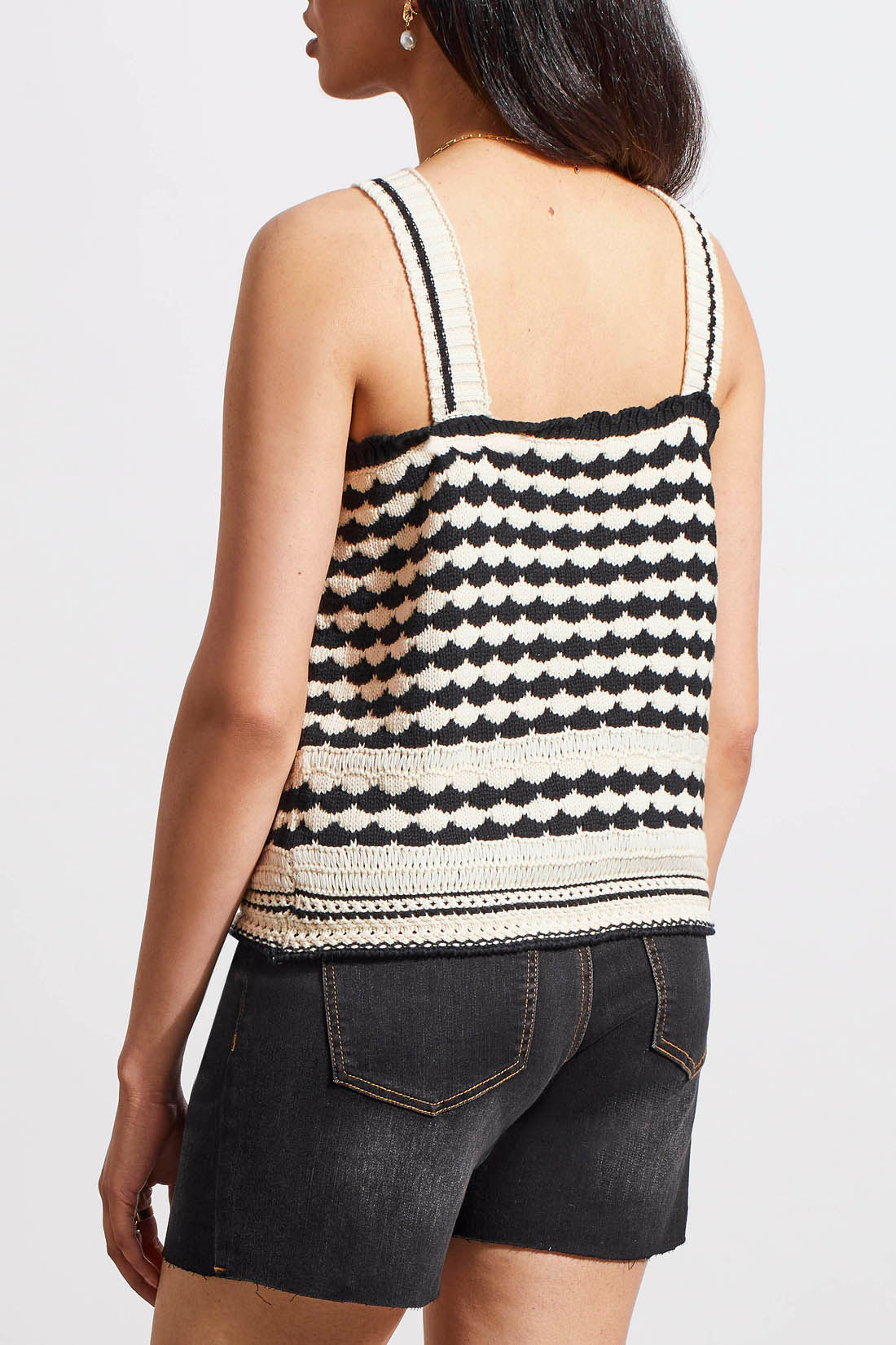 Tribal Wide Strap Crochet Detail Sweater Cami  Ecru  55130-576-0331