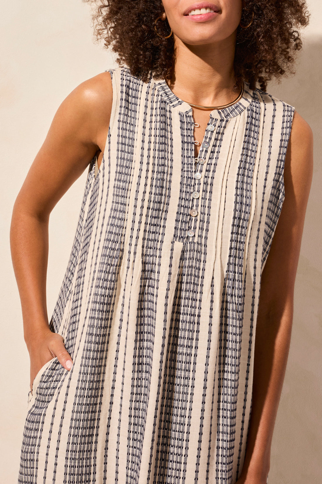 Tribal Sleeveless Dress w/Pin Tuck & Pkts. Nautical 58180-5259-2474