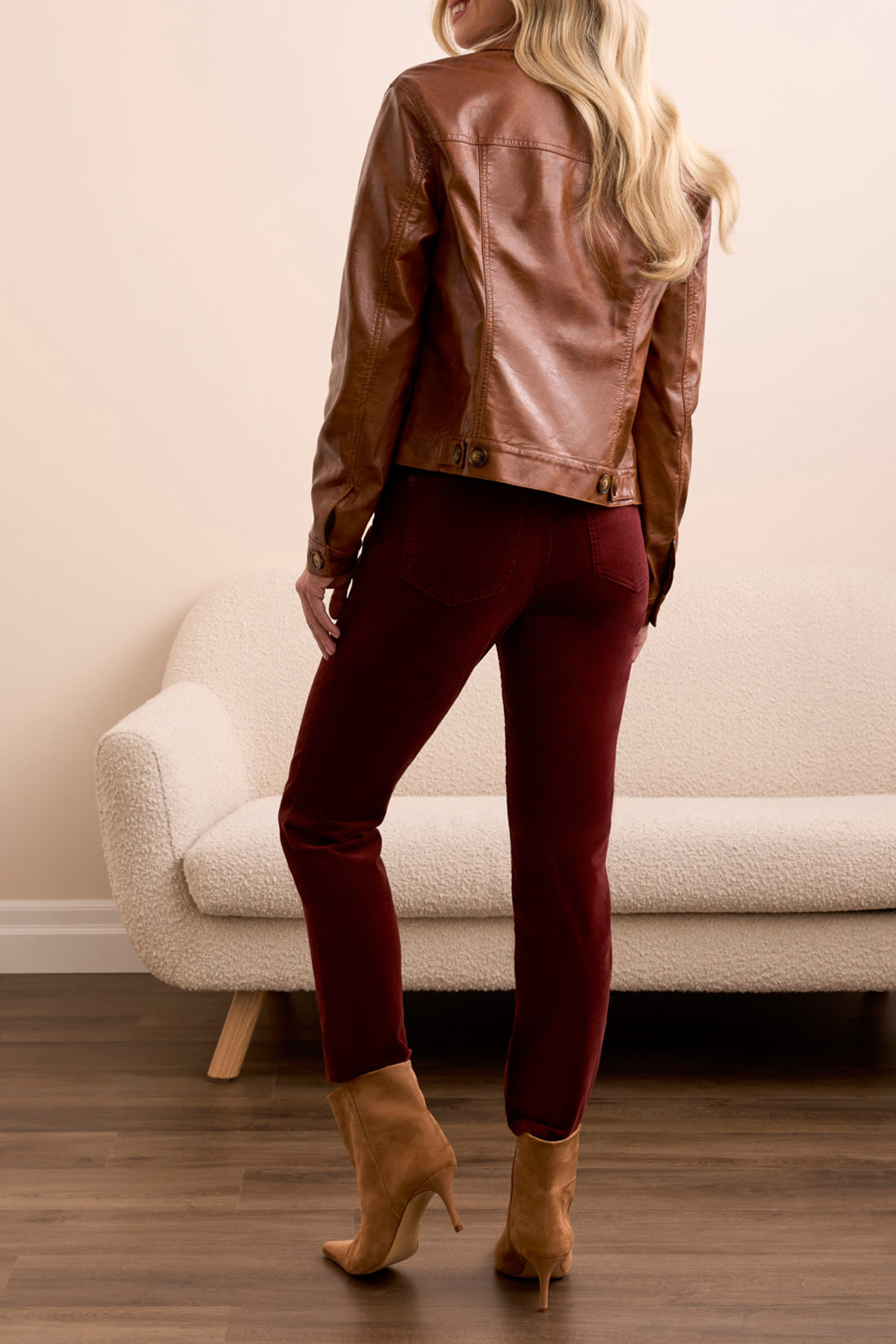 Tribal Button Front Faux Leather Jacket Gingerspice 59210-5358-3254