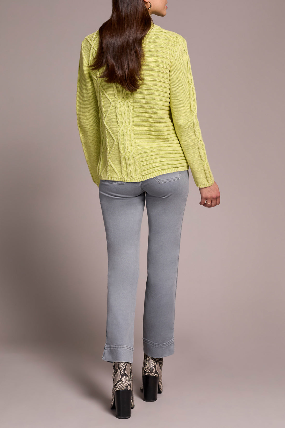 Tribal Mock Neck Sweater w/Special Wash Limemist 59350-4632-3244