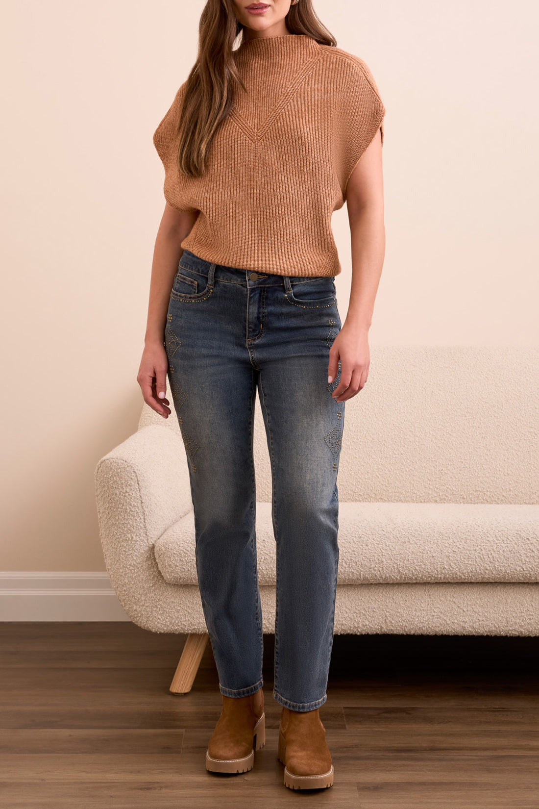 Tribal Audrey Straight Jeans w/Studs Vintage 59550-5229-1315