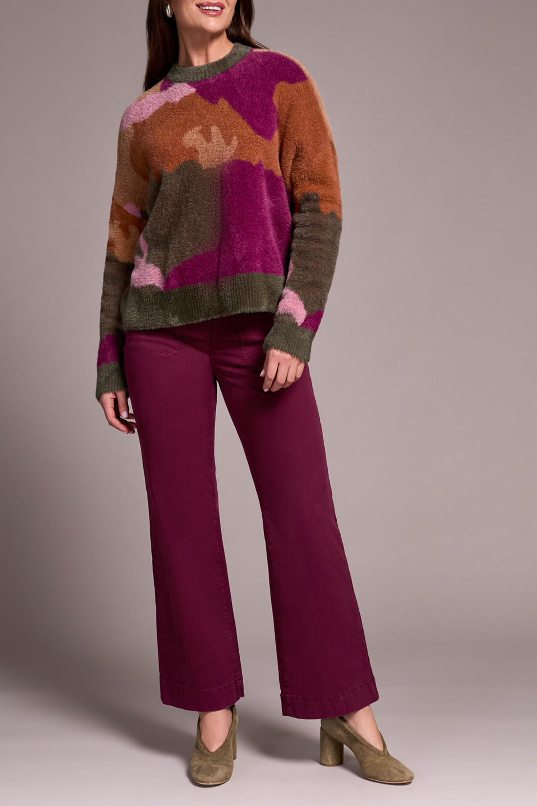 Tribal L/S Crew Neck Intarsia Sweater M. Gingerspice 59840-5090-3295