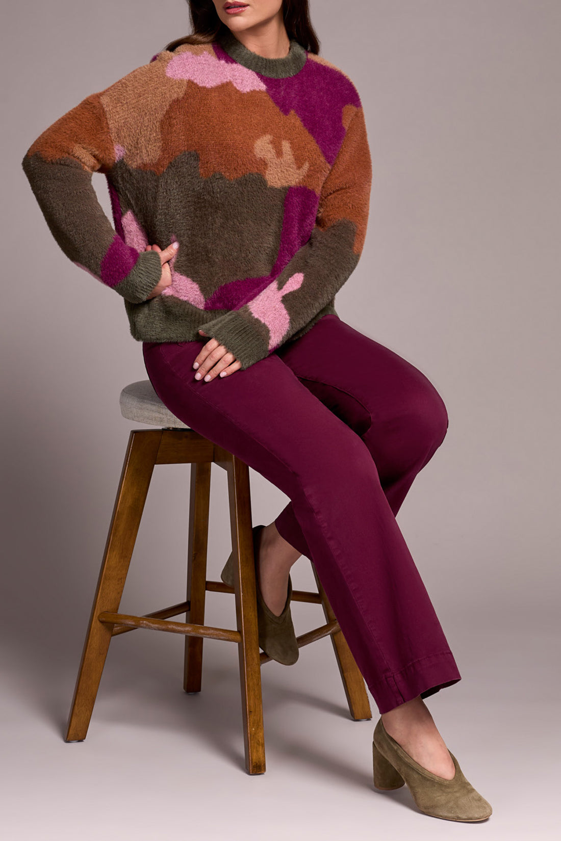Tribal L/S Crew Neck Intarsia Sweater M. Gingerspice 59840-5090-3295