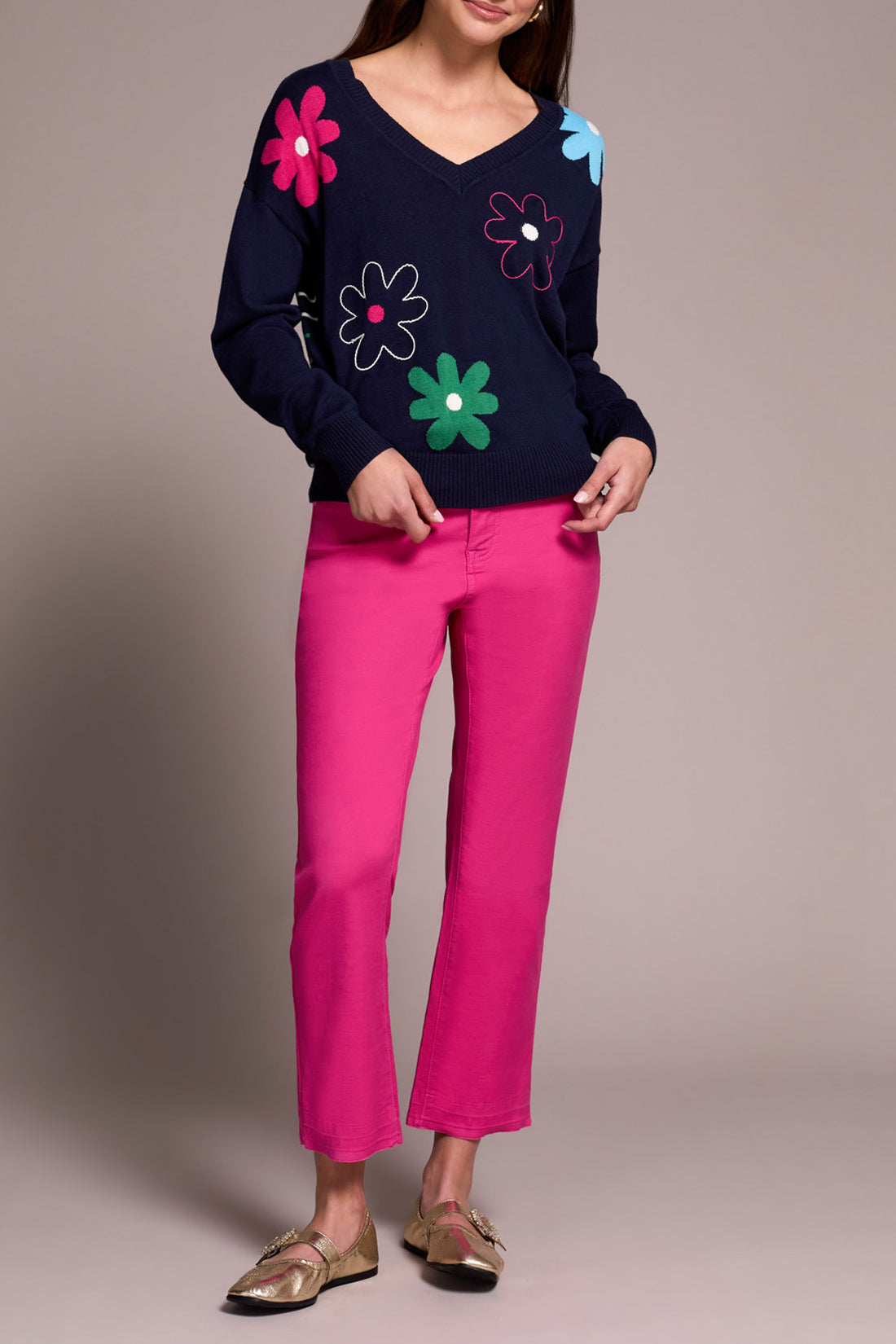 Tribal V-Neck Jacquard/Embroidered Sweater Nightfall 59930-6018-1625