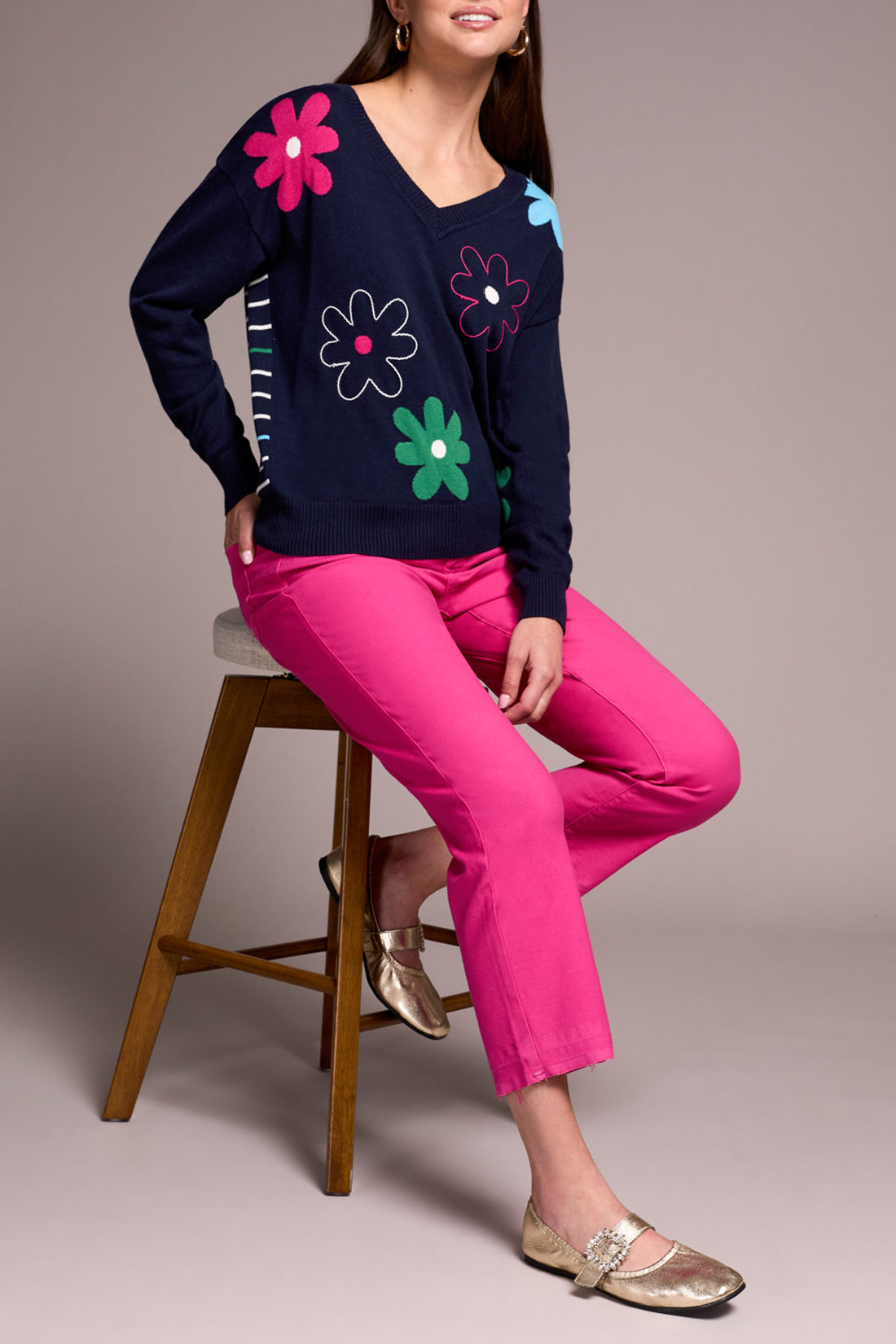 Tribal V-Neck Jacquard/Embroidered Sweater Nightfall 59930-6018-1625