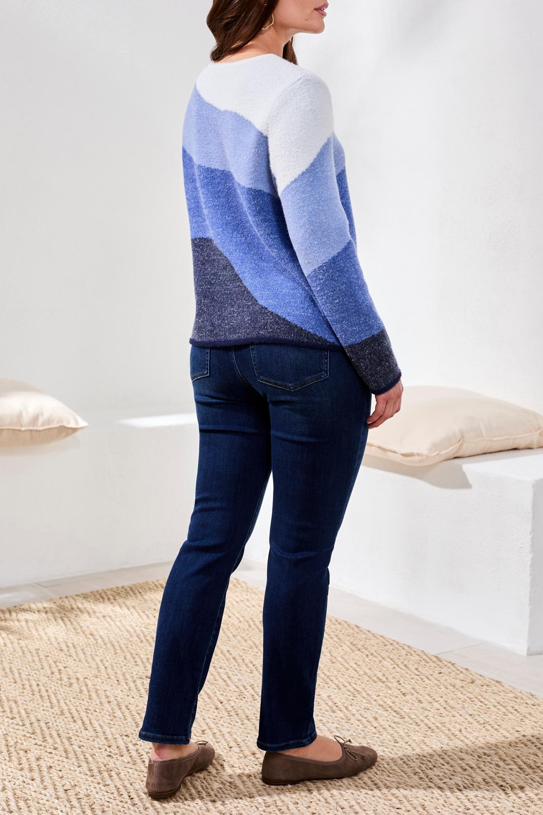 Tribal Crew Neck Jacquard Sweater Lapisblue 60050-4857-3258