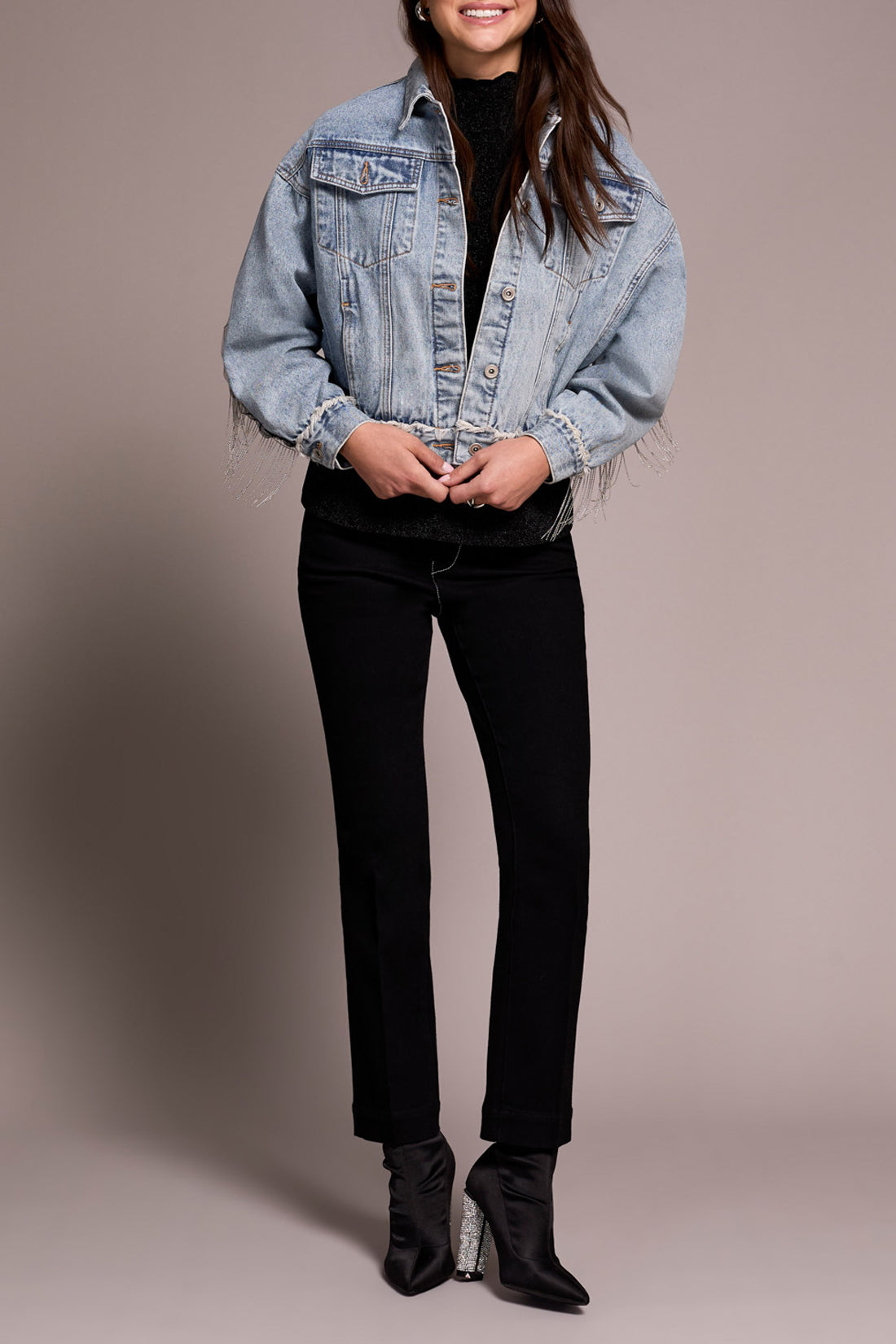 Tribal Denim Jacket w/Chain Fringe Detail Bluesnow 60210-5080-2243