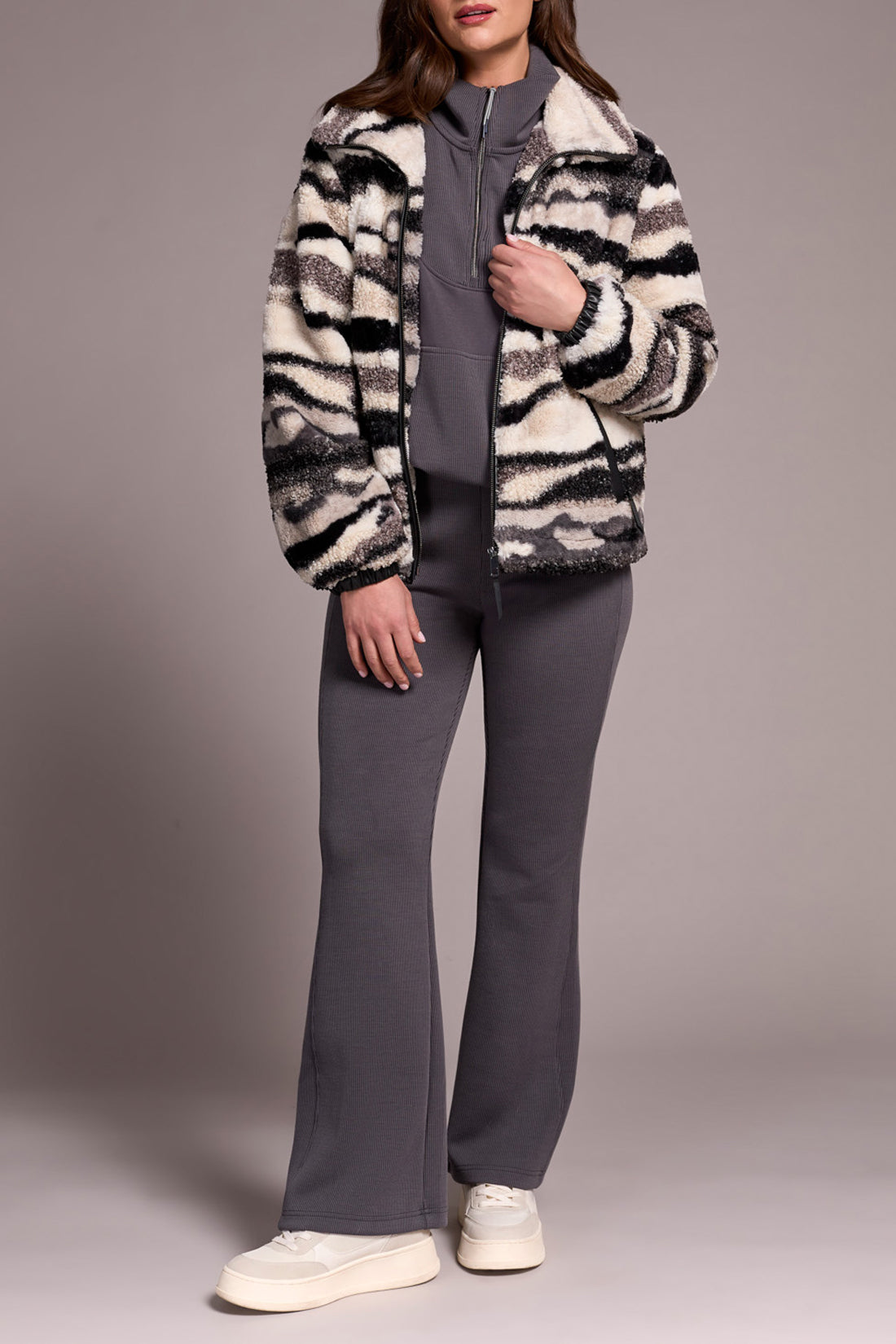 Tribal Lined Zip Up Jacket w/ Faux Leather Detail Nordicstone 60440-5143-3250