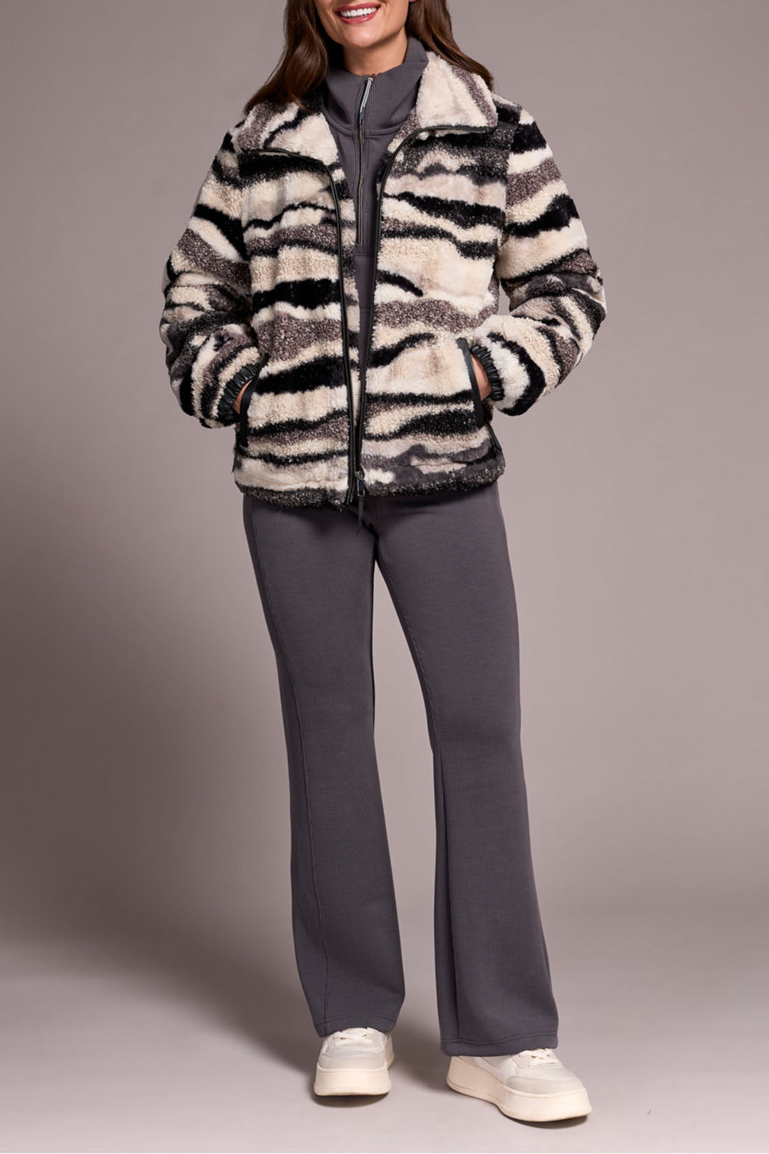 Tribal Lined Zip Up Jacket w/ Faux Leather Detail Nordicstone 60440-5143-3250