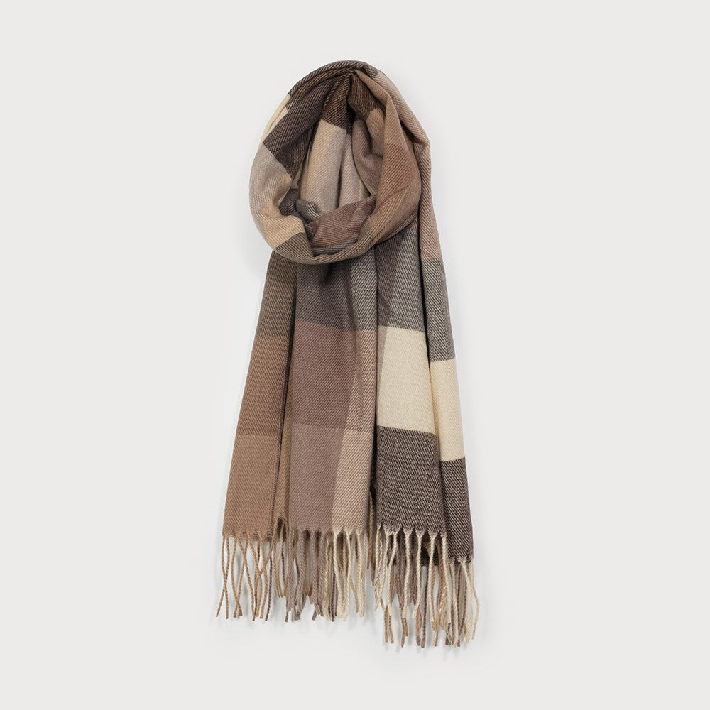Caracol Plaid Pattern Scarf Brown 6162-BRN
