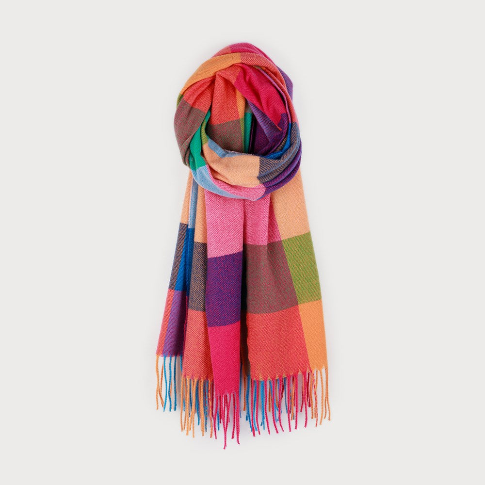 Caracol Plaid Pattern Scarf Fuchsia 6162-FUS