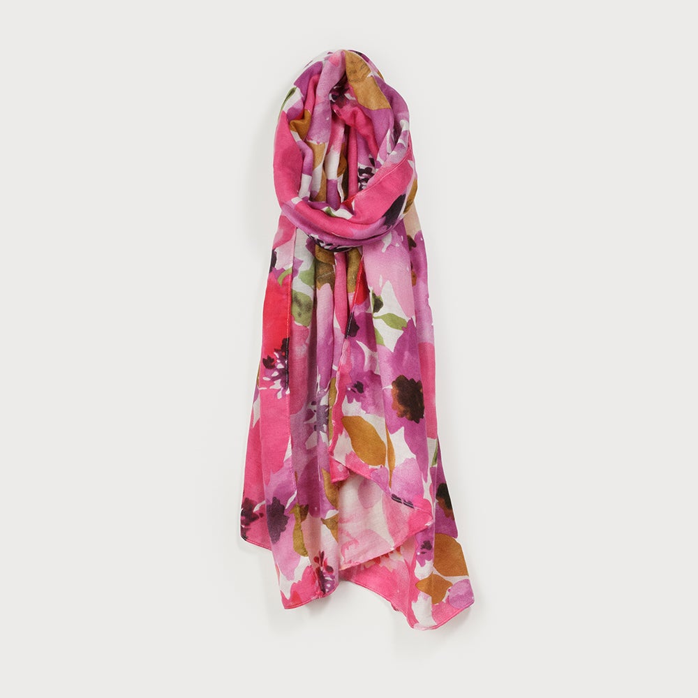 Caracol Lightweight Floral Print Scarf Melon 6199-MEL