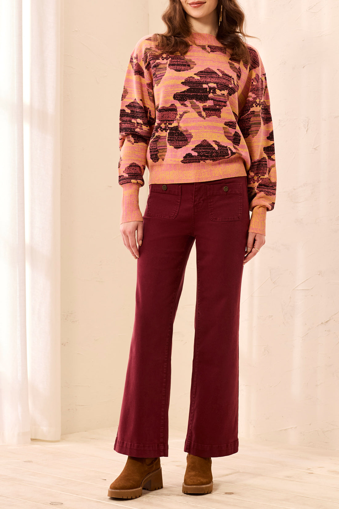 Tribal Sophia Curvy Super Straight Ankle Denim Cherry Lacquer 62310-2020W-2542