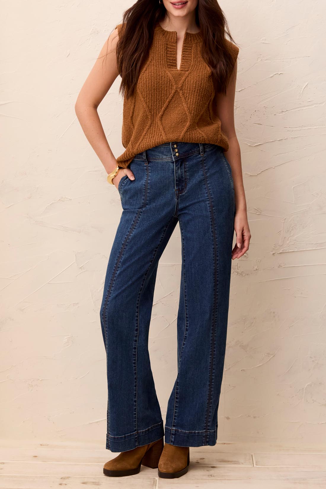 Tribal Audrey Hugging Wide Denim Trouser Dusk 62320-2020-1611
