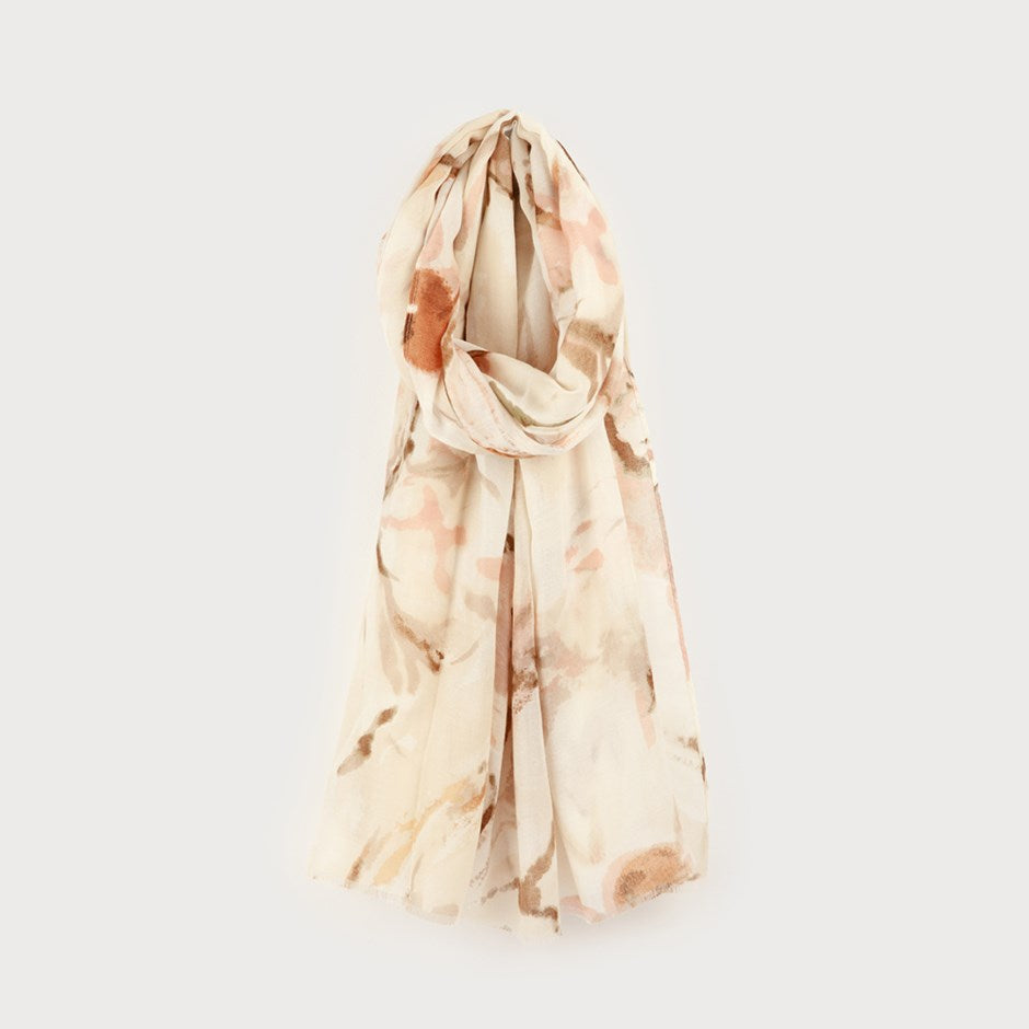 Caracol Lightweight Scarf w/Two Tone Butterfly Print Beige 6233-BGE