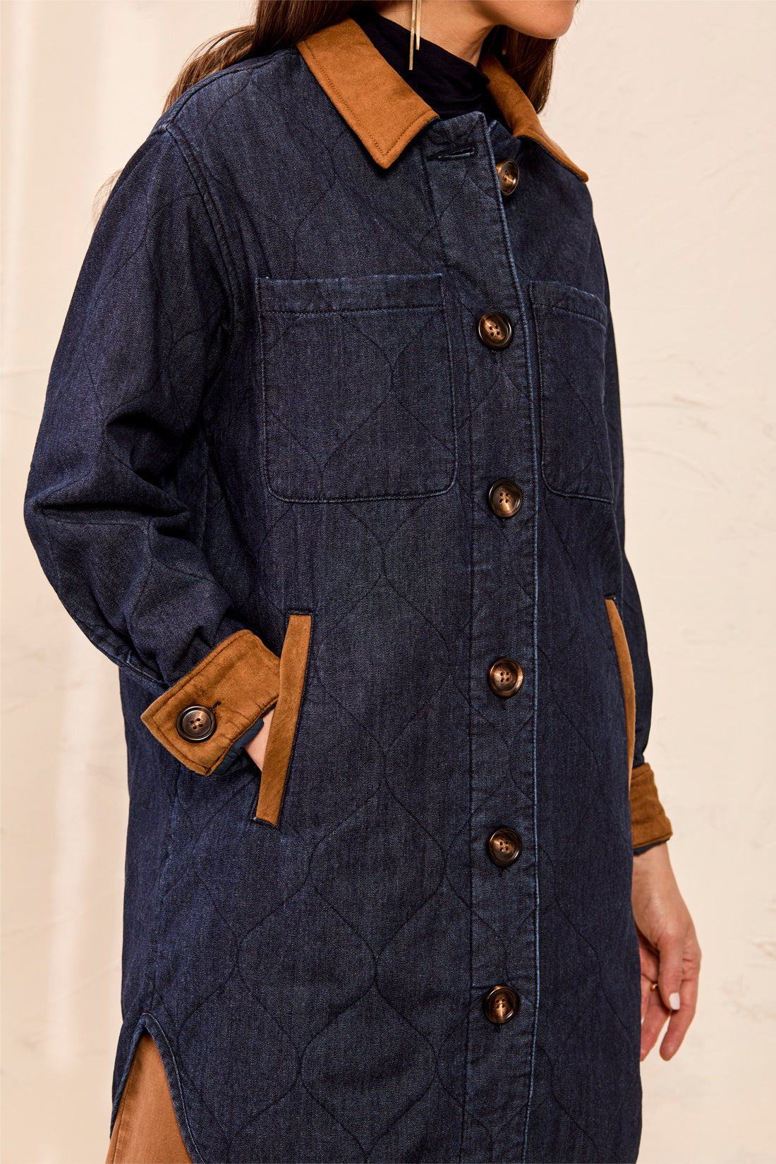 Tribal Quilted Denim Jacket w/Suede Rinse 62370-5584-2200