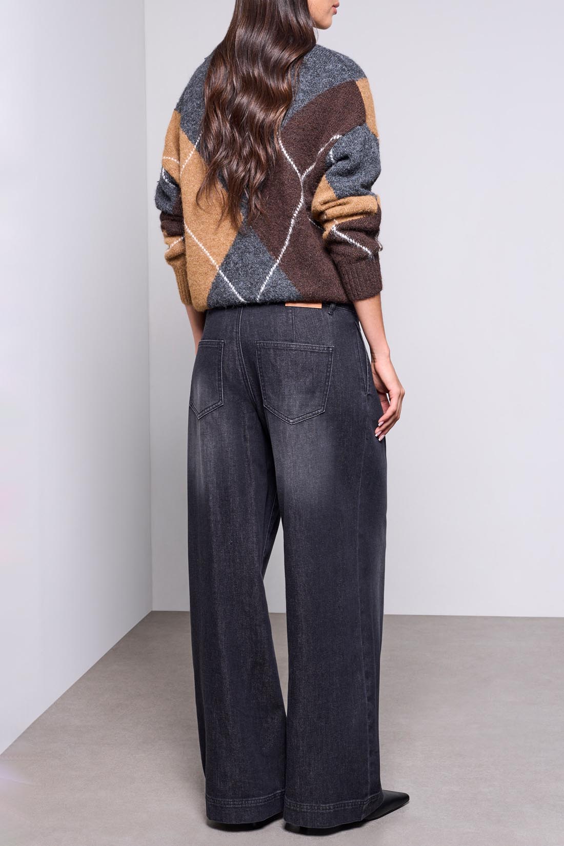 Tribal Brooke Pleated Wide Denim Jeans FilmNoir 63060-1120-3382