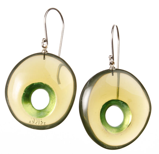 Zsiska Crescence Short Hook Earrings Olive Green 6440502GREEQ00