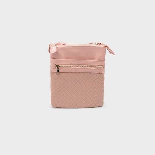 Caracol Crossbody Bag w/Inside Pockets & Zip Front Pink 7095-PNK-B