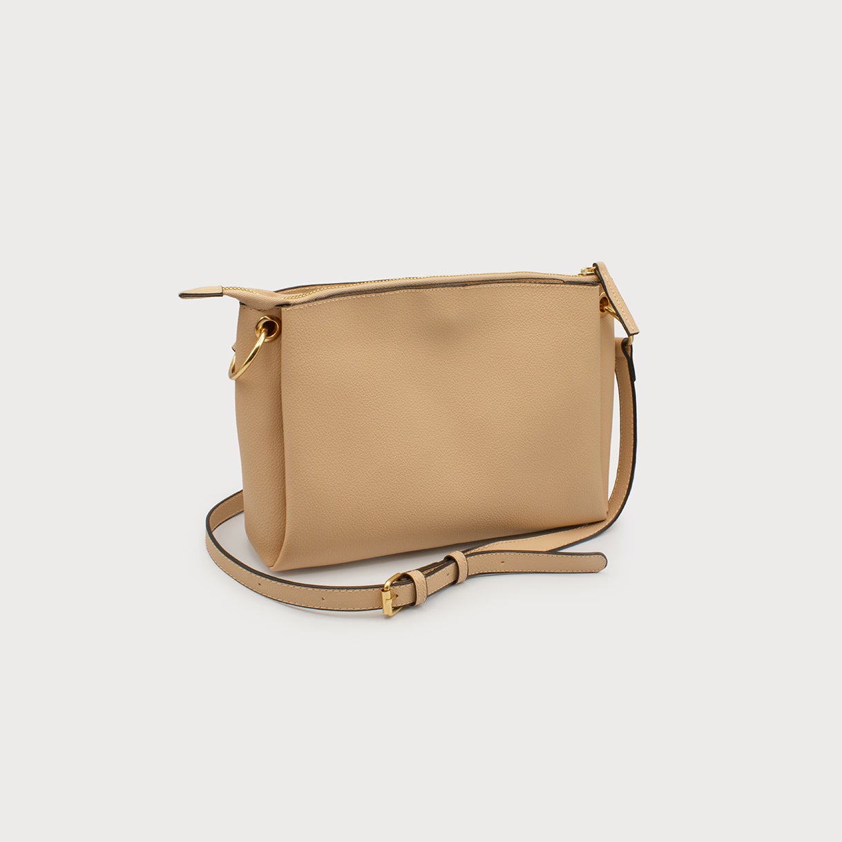 Caracol Faux Leather Bag w/Zipper Beige 7124-BGE
