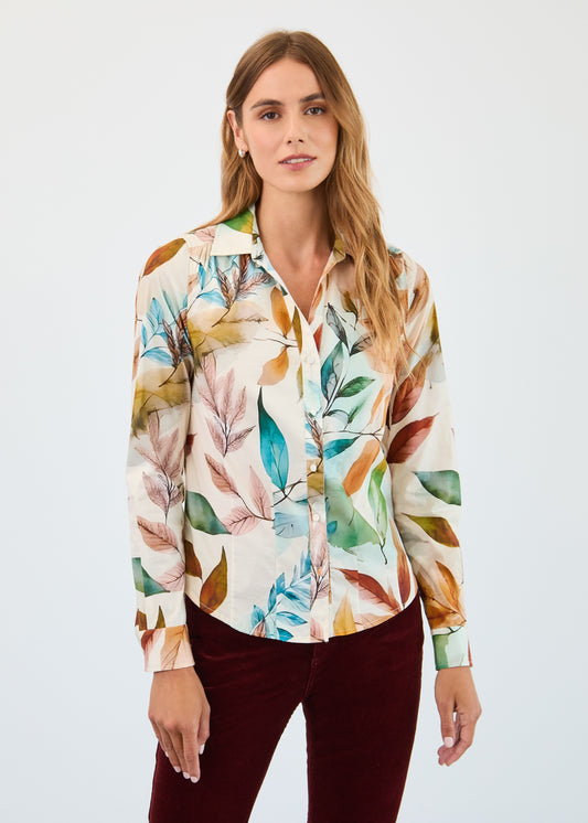 FDJ Long Sleeve Split Mock Neck Shirt  Miriam 7190623